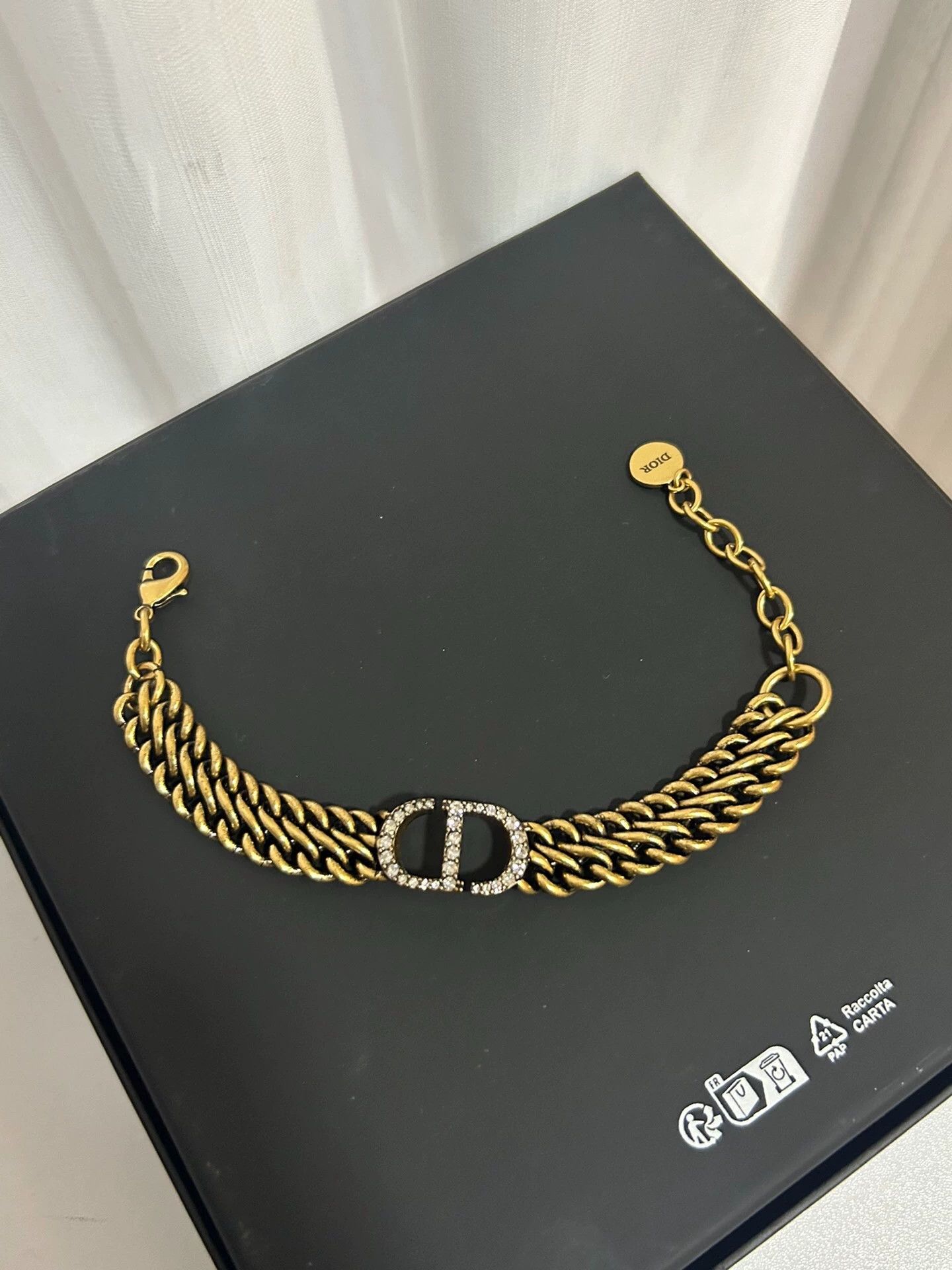 Dior Dior Montaigne CD Crystal Gold 2-Chain Bracelet Size ONE SIZE - 1 Thumbnail