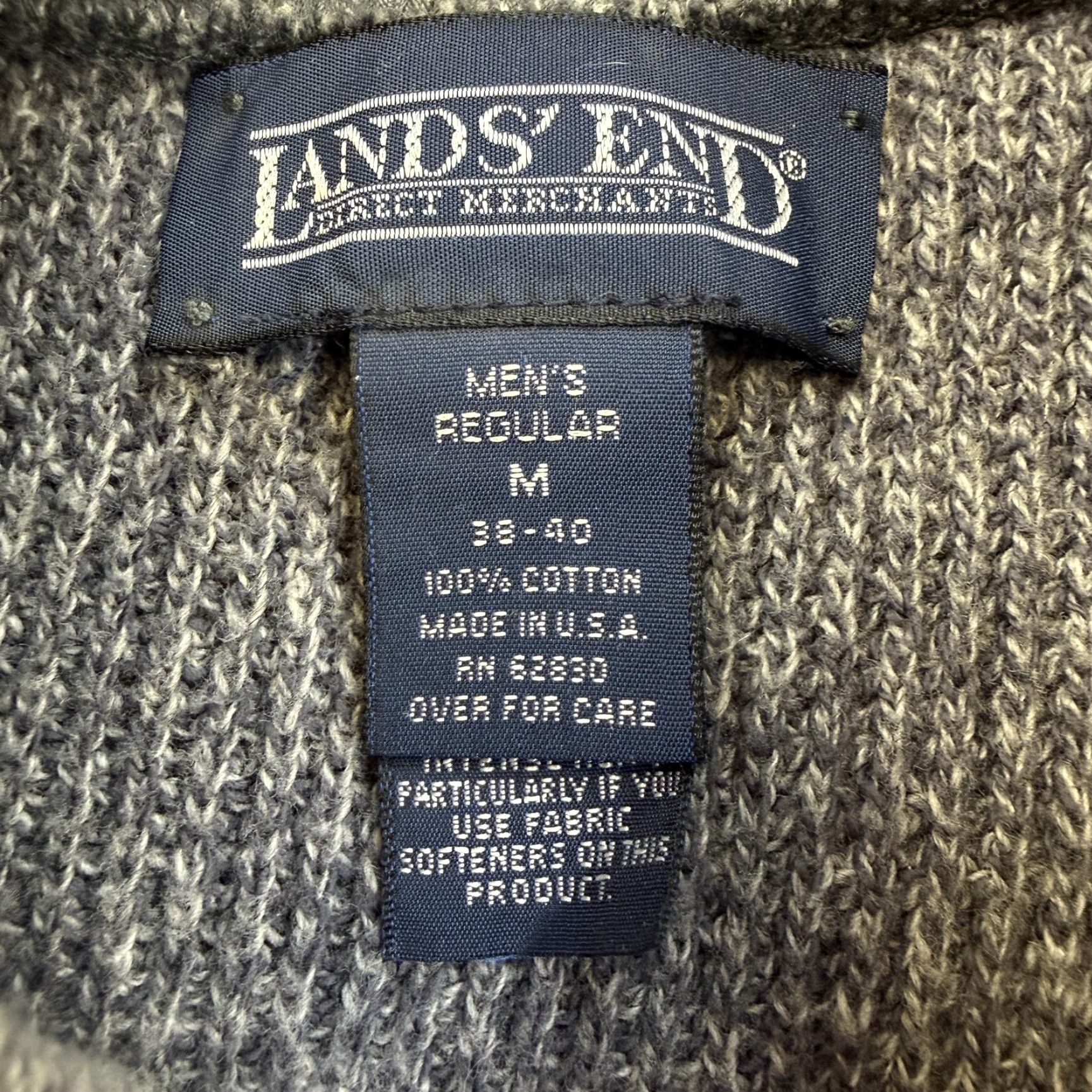 Lands' End VINTAGE Lands End Sweater Mens Medium Gray Cotton Mock Neck Henley Made USA 90s Size US M / EU 48-50 / 2 - 4 Thumbnail