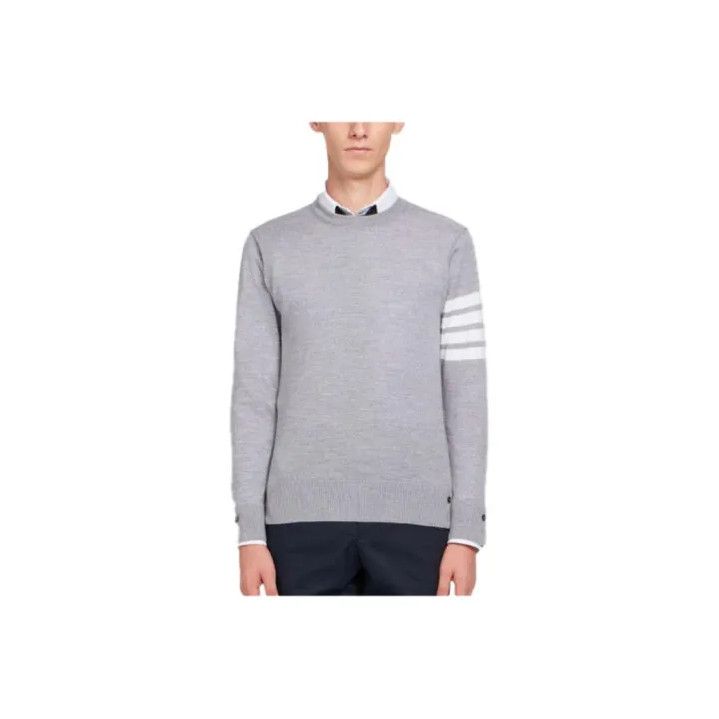 Thom Browne Thom Browne Gray Crew Neck Wool Sweater Size US M / EU 48-50 / 2 - 1 Thumbnail