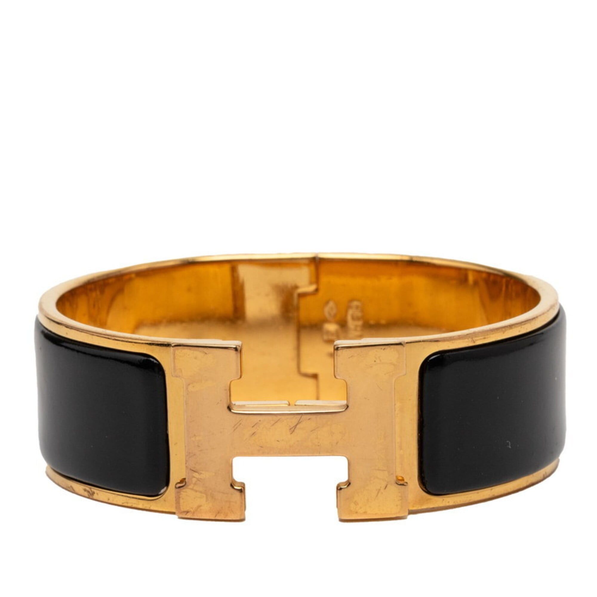 Hermes Hermes Clic Clac H GM Bracelet, Gold, Black Plated, Enamel, Women's HERMES Size ONE SIZE - 1 Thumbnail