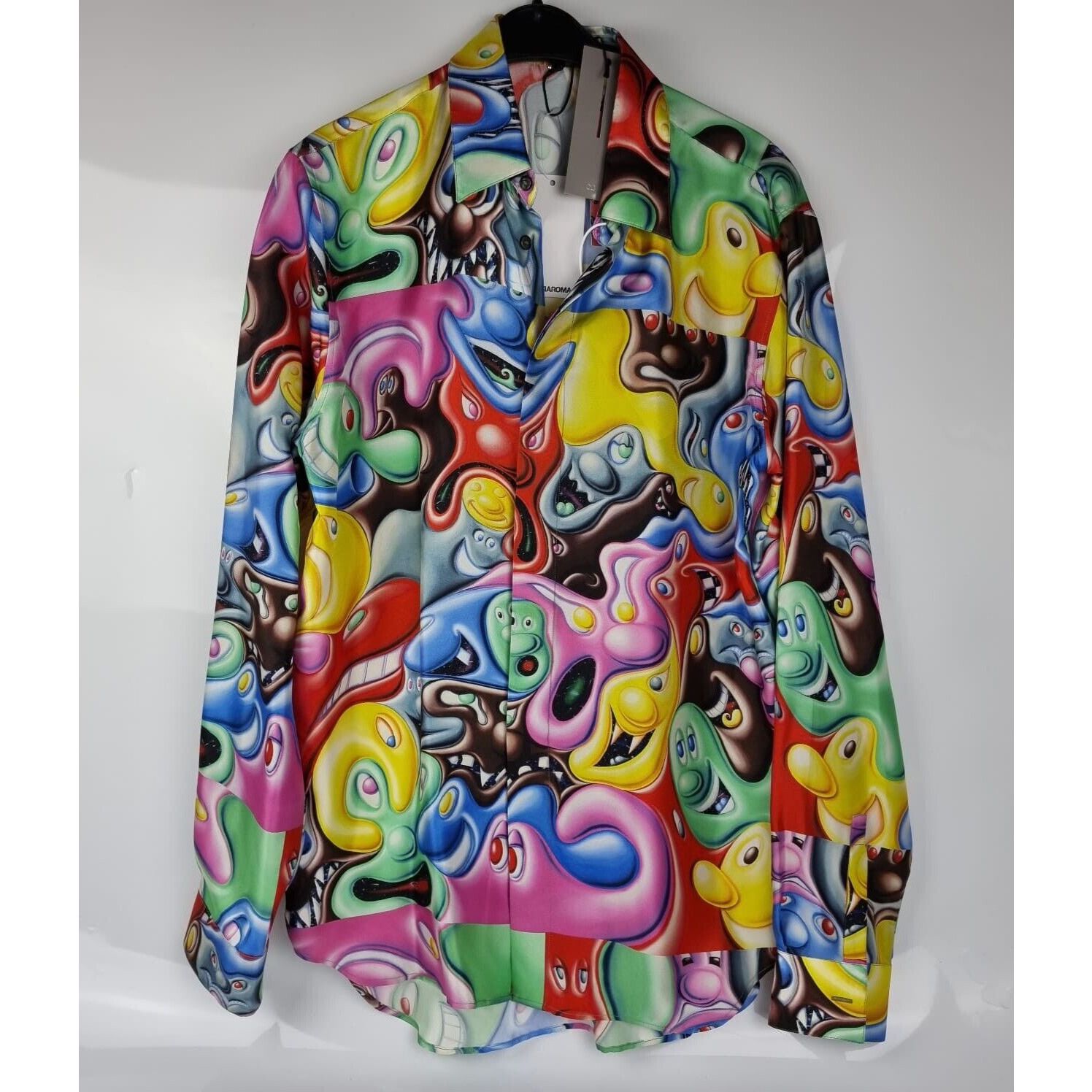 Dior Homme x Kenny Scharf Silk Multicolor Shirt Size 39 New