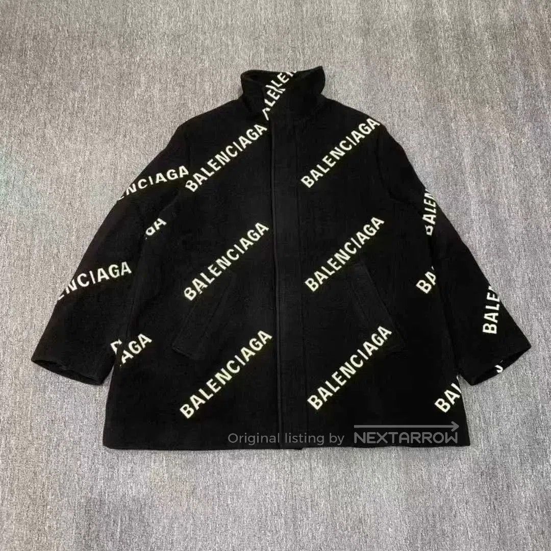Balenciaga black wool coat with logo print. Size US S / EU 44-46 / 1 - 1 Thumbnail