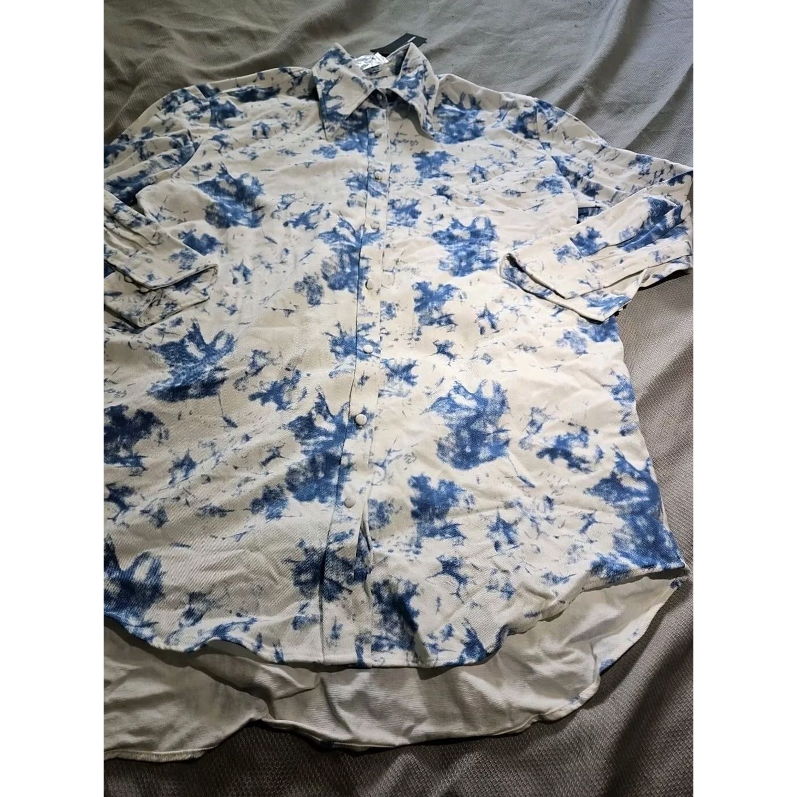 Fashion Nova Fashion Nova Shirt Dress Womens Large Blue Daniela Knit Denim Stretch Top Dress Size L / US 10 / IT 46 - 4 Thumbnail