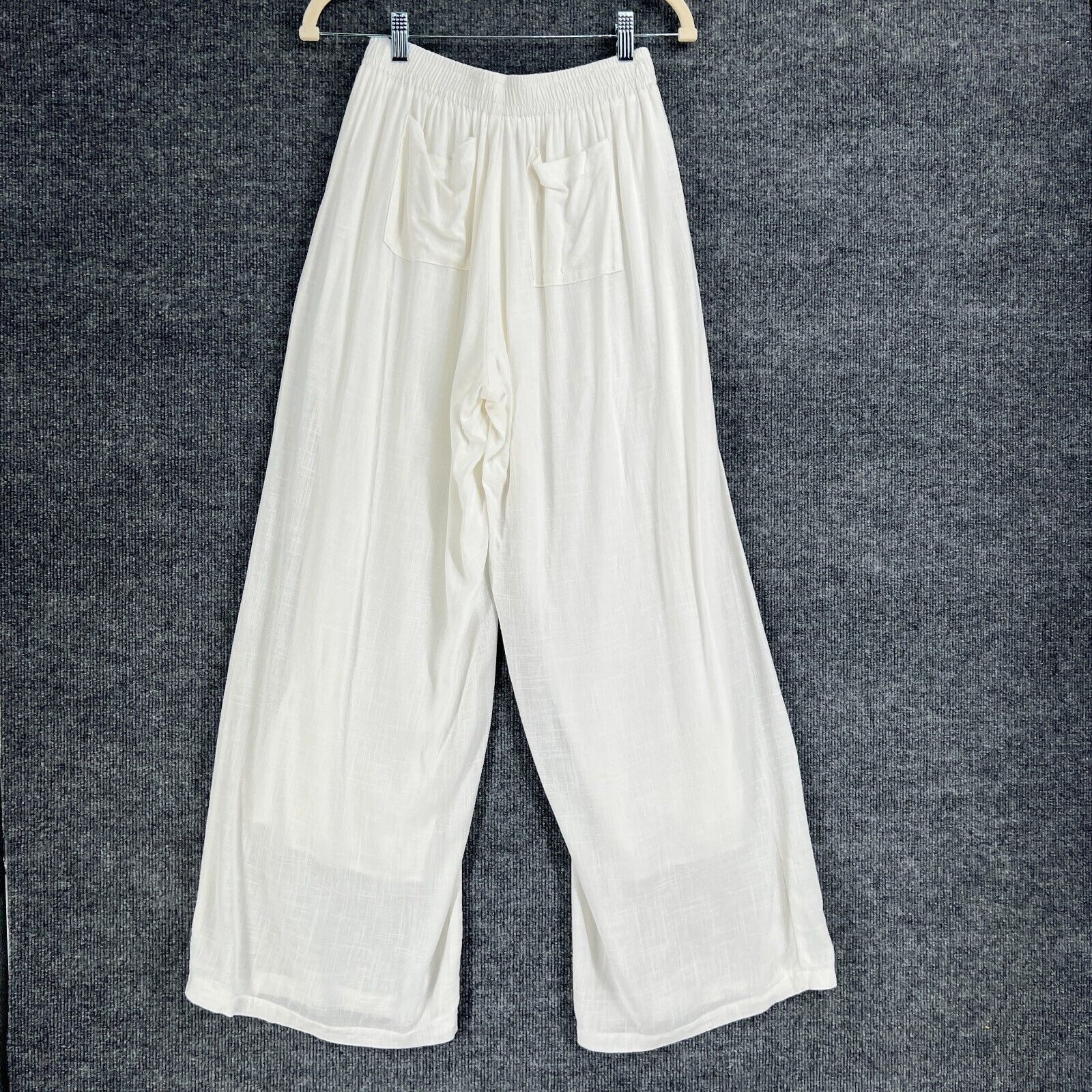PRINCESS POLLY Princess Polly Linen Blend Wide Leg Pull On Pants White Sz 4 Size 27" / US 4 / IT 40 - 4 Thumbnail