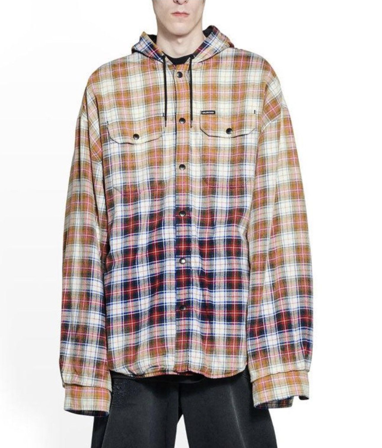 Balenciaga AW22 Balenciaga Oversized Bleached Checkered Hooded Jacket Size US S / EU 44-46 / 1 - 1 Thumbnail