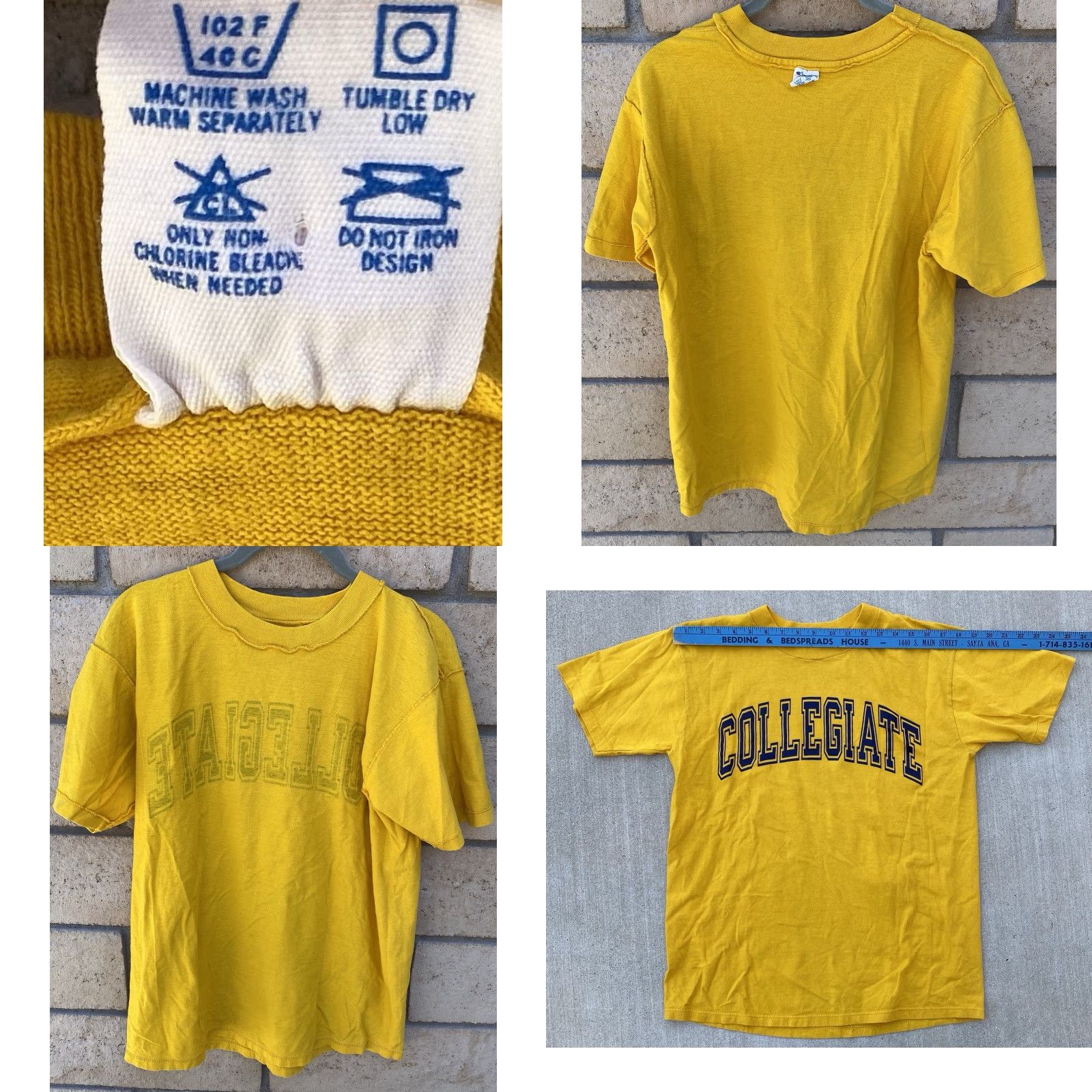 Champion VINTAGE Champion T-Shirt Short Sleeve Men L Yellow Collegiate Graphic Print Sleeve Single Stitch Made In USA Size US L / EU 52-54 / 3 - 9 Thumbnail