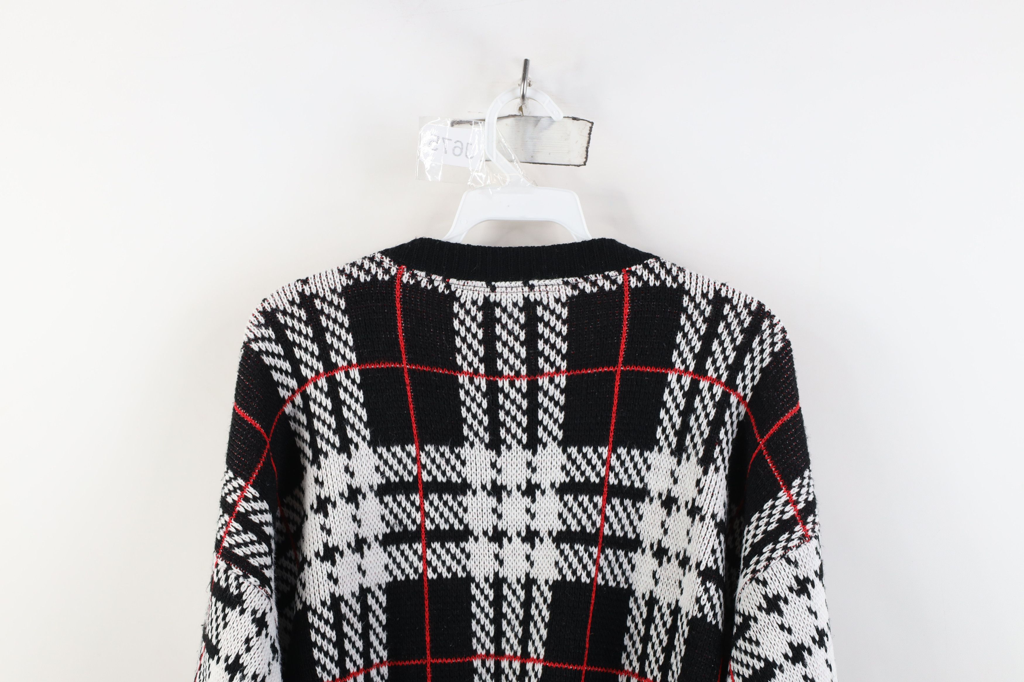 Vintage Vintage 90s Streetwear Plaid Knit Crewneck Sweater USA Size L / US 10 / IT 46 - 10 Thumbnail