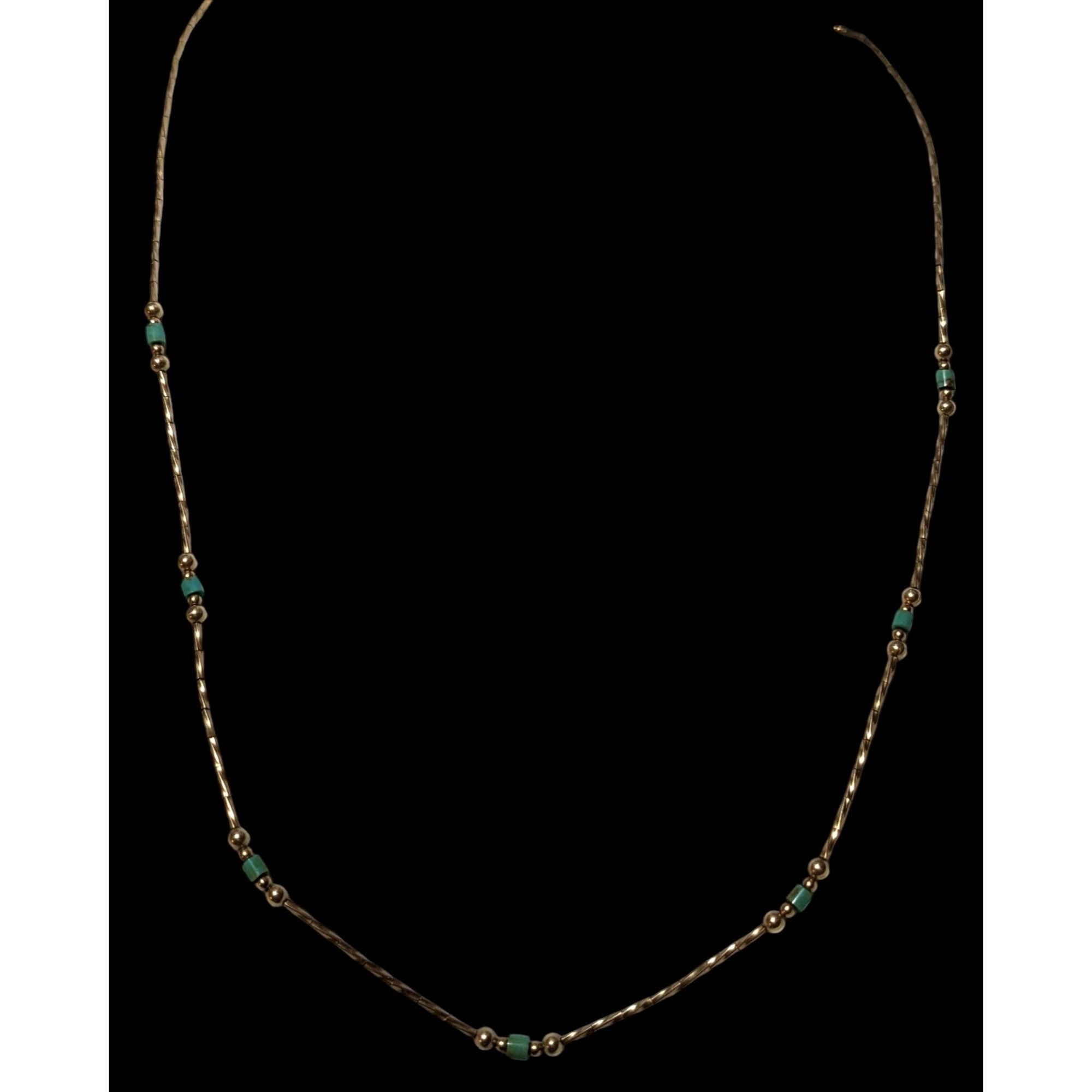 Other Minimalist Elegant Turquoise And Gold Beaded Necklace Size ONE SIZE - 4 Thumbnail