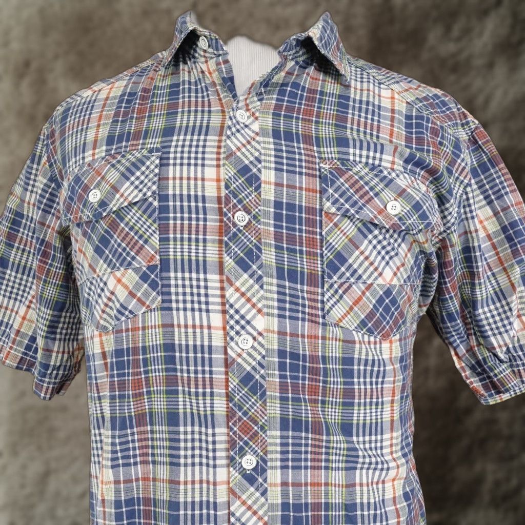 Vintage REI Shirt XL Blue Plaid Short Sleeve Button-Front Cotton Western Pockets Mens Size US XL / EU 56 / 4 - 1 Thumbnail