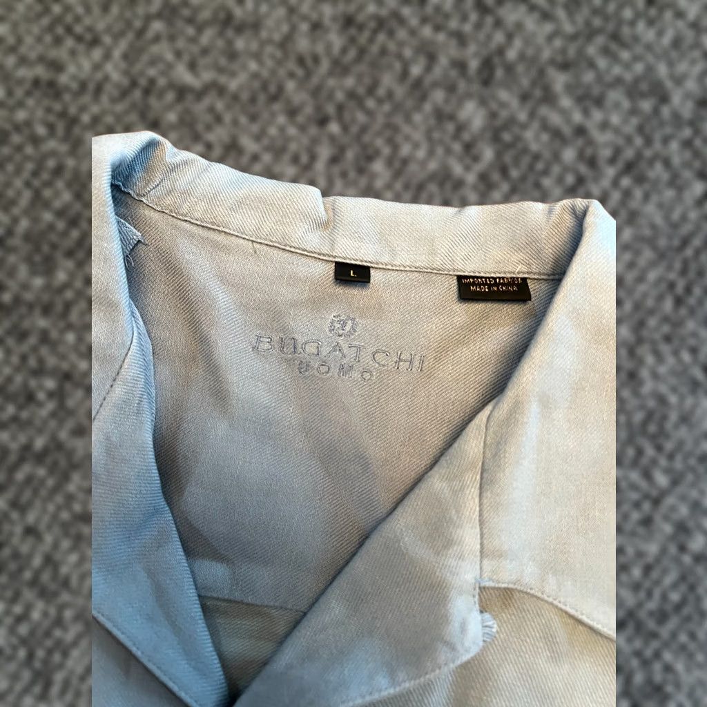 BUGATCHI BUGATCHI SHIRT SZ L BLUE BUTTON UP COLLARED SILK LINEN Size US L / EU 52-54 / 3 - 1 Thumbnail
