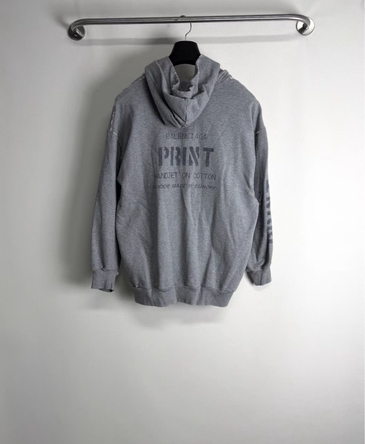 Balenciaga Balenciaga Print grey distressed zip-up hooded jacket Size US XS / EU 42 / 0 - 2 Thumbnail