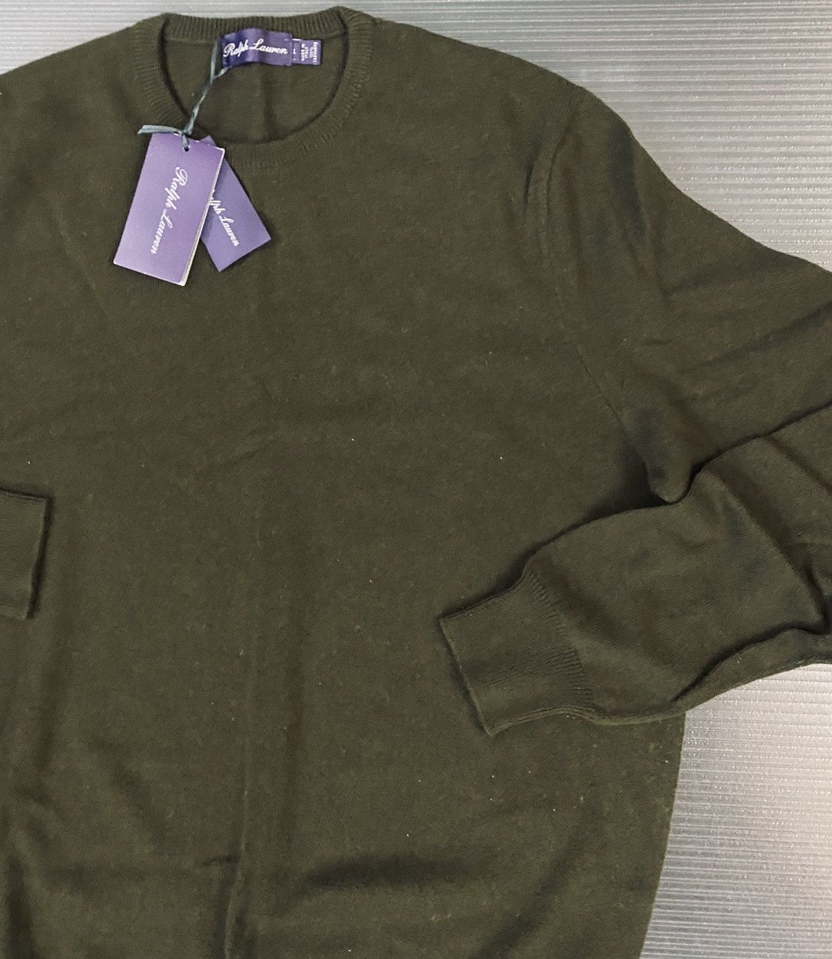 Ralph Lauren Purple Label RL Purple Label 🇮🇹 Fern Green cashmere jersey crewneck L NEW Size US L / EU 52-54 / 3 - 4 Thumbnail