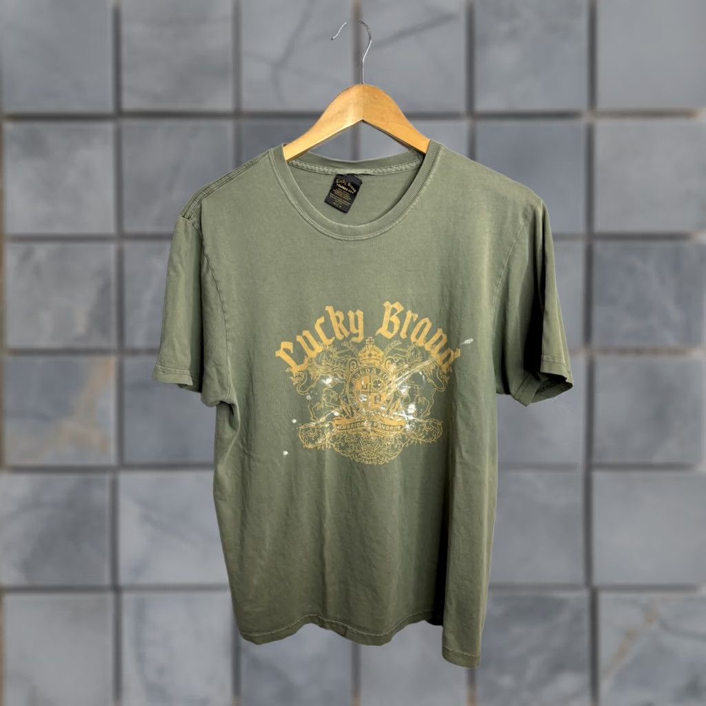 Lucky Brand VINTAGE Lucky Brand Shirt Mens Large Green Graphic Crest Tee Size US L / EU 52-54 / 3 - 1 Thumbnail