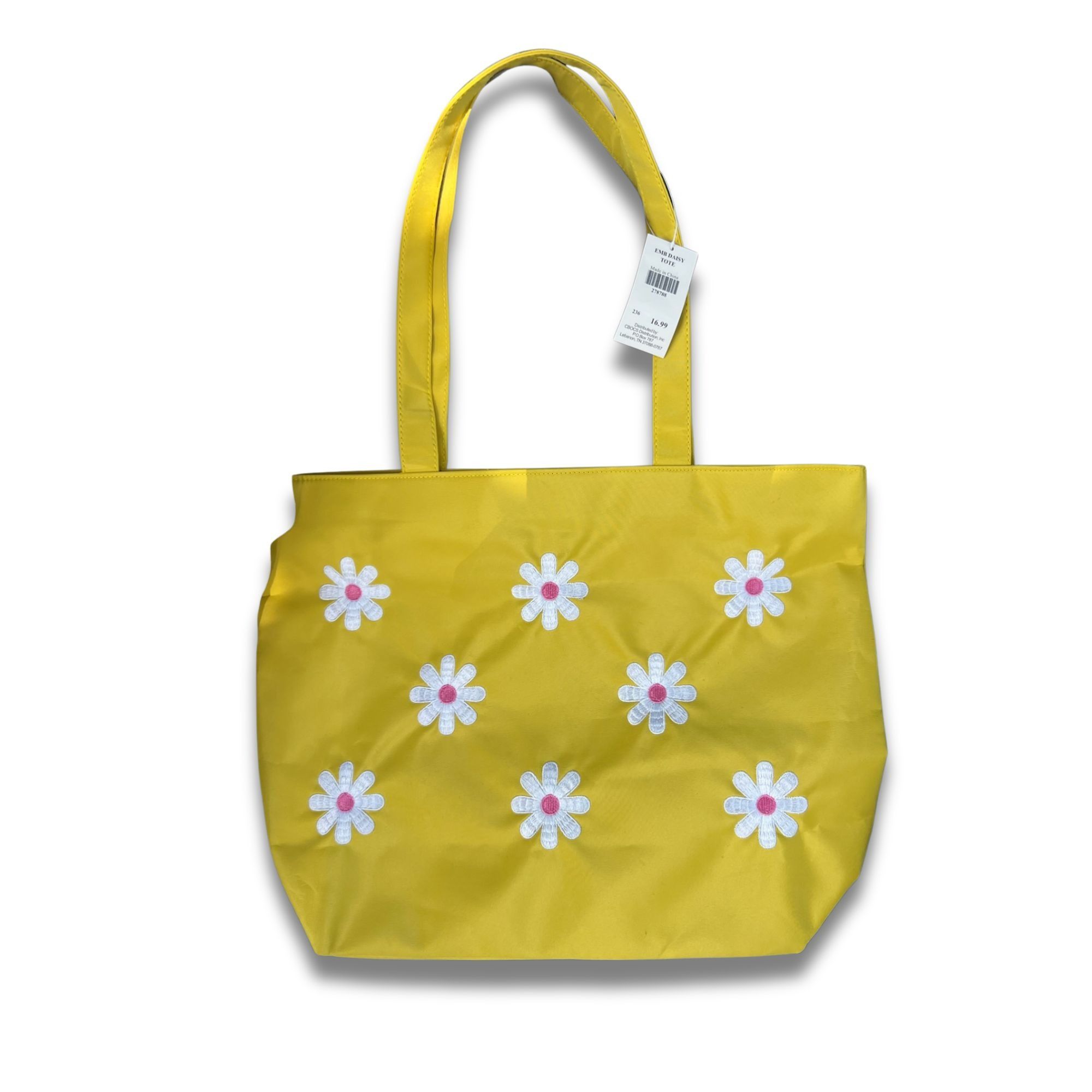 Other Yellow Embroidered Daisy Tote Bag With Matching Pouch Size ONE SIZE - 2 Thumbnail