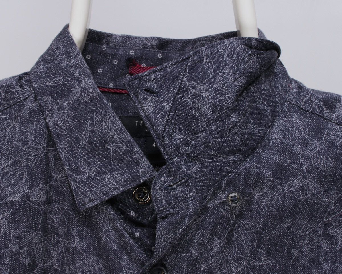 Designer × Ted Baker TED BAKER Marais Floral Geo Printed Long Sleeve Button Shirt Size US M / EU 48-50 / 2 - 12 Thumbnail