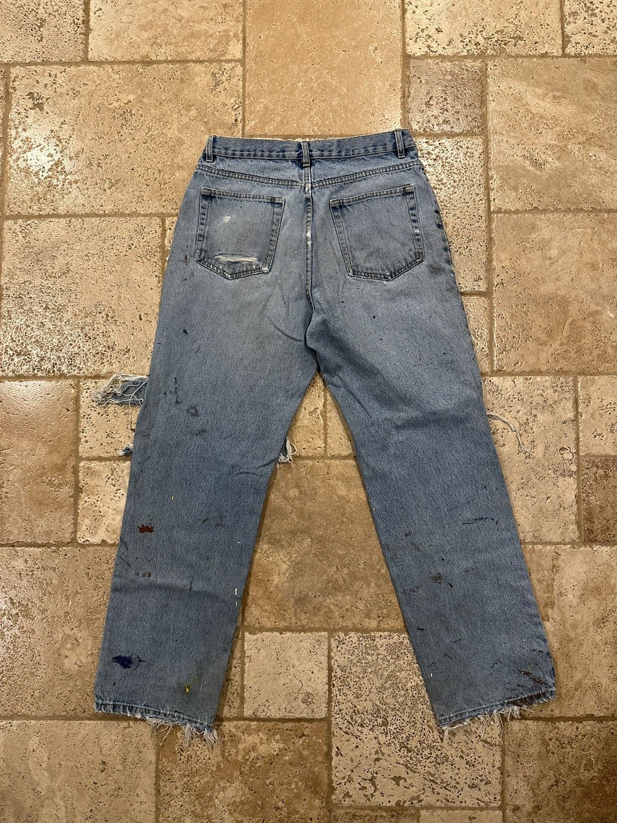 Route 66 × Vintage Vintage Route 66 Painter’s Distressed Thrashed Blue Denim Size US 34 / EU 50 - 2 Thumbnail