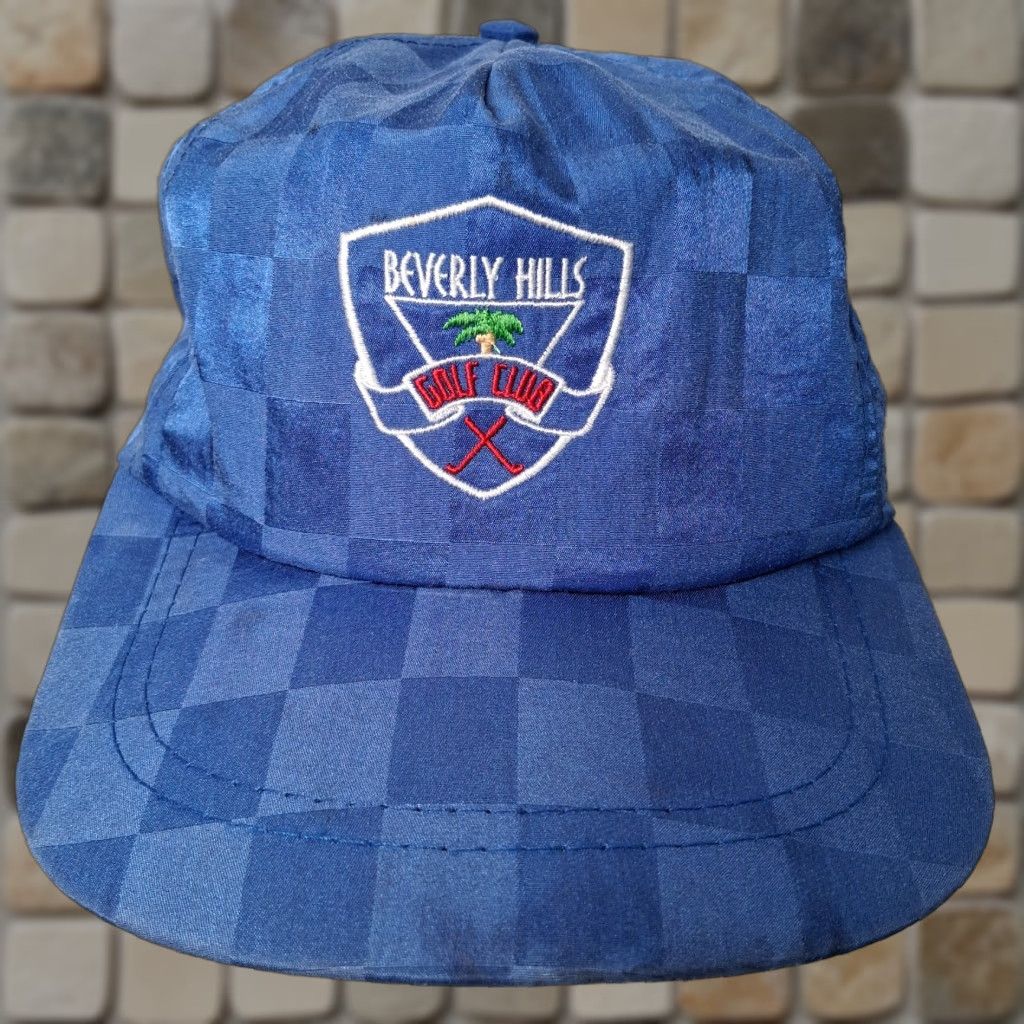 Vintage VINTAGE Beverly Hills Golf Club Cap Hat One Size Blue Checkered Nylon/Poly/Cotton Stain-Treated Adjustable Distressed Embroidered LaMode Men Hat Size ONE SIZE - 1 Thumbnail