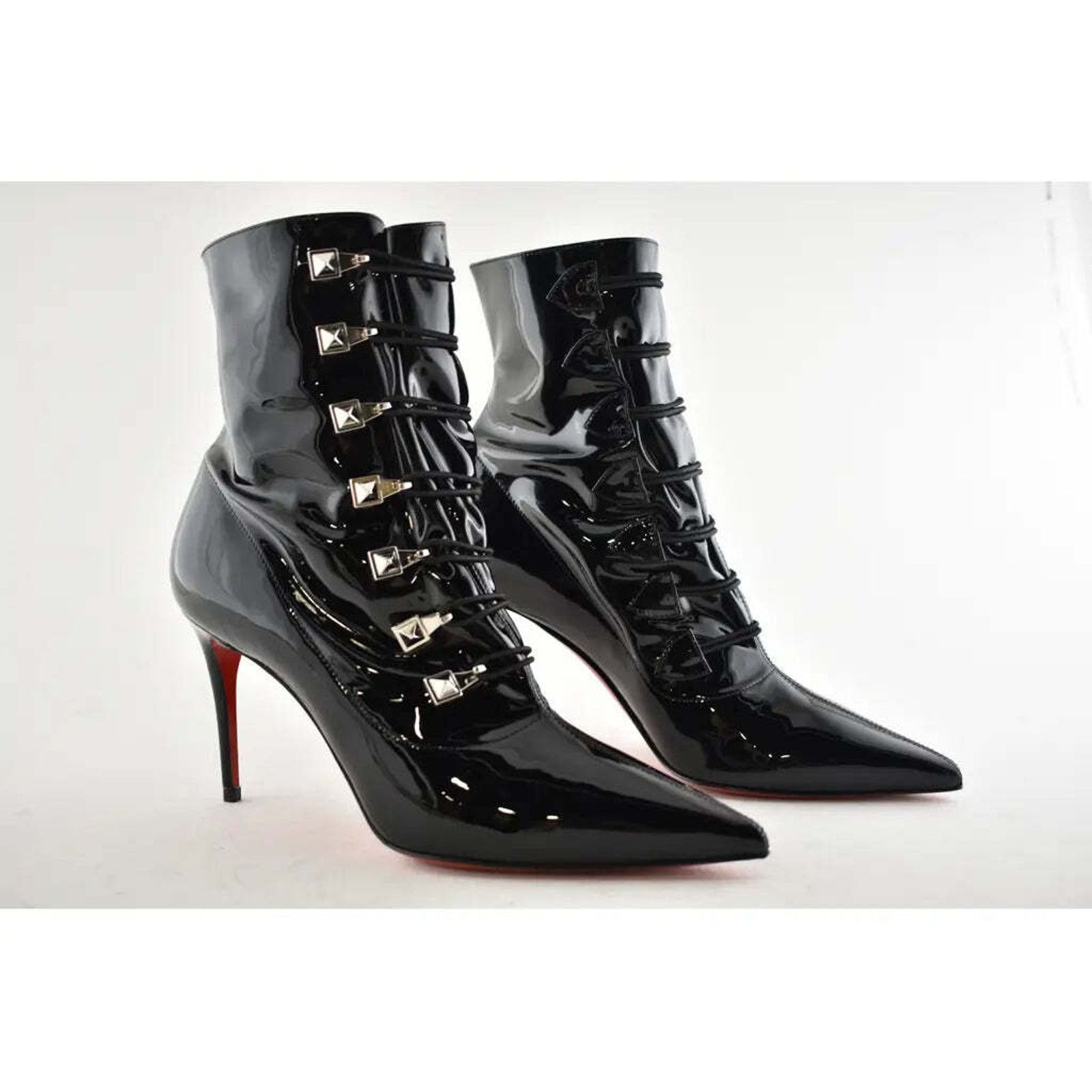 Christian Louboutin Christian Louboutin Frenchissima 2020 85 Patent Black Short Size US 7 / IT 37 - 4 Thumbnail