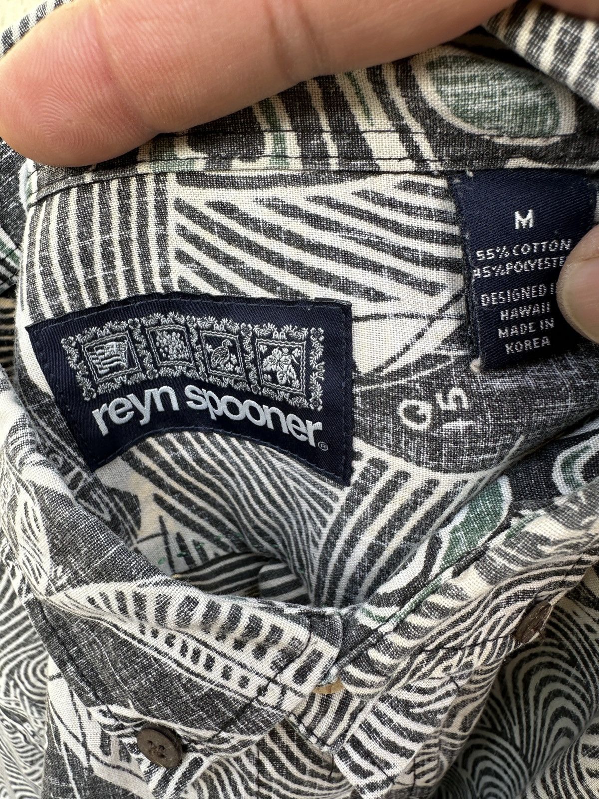 Reyn Spooner Reyn Spooner Gray Hawaiian Print Full Button Men's Medium Size US M / EU 48-50 / 2 - 4 Thumbnail