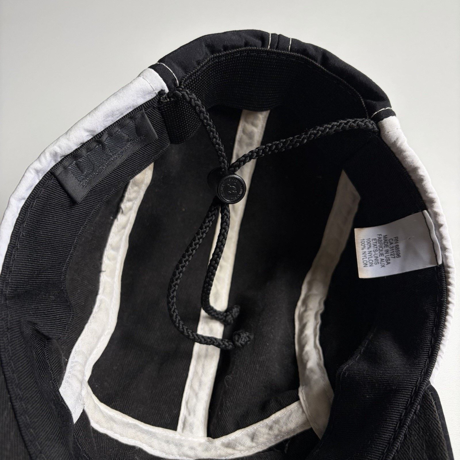 DKNY × Vintage Vintage 90s DKNY USA Pull String 5 Panel Hat Black White Size ONE SIZE - 8 Thumbnail