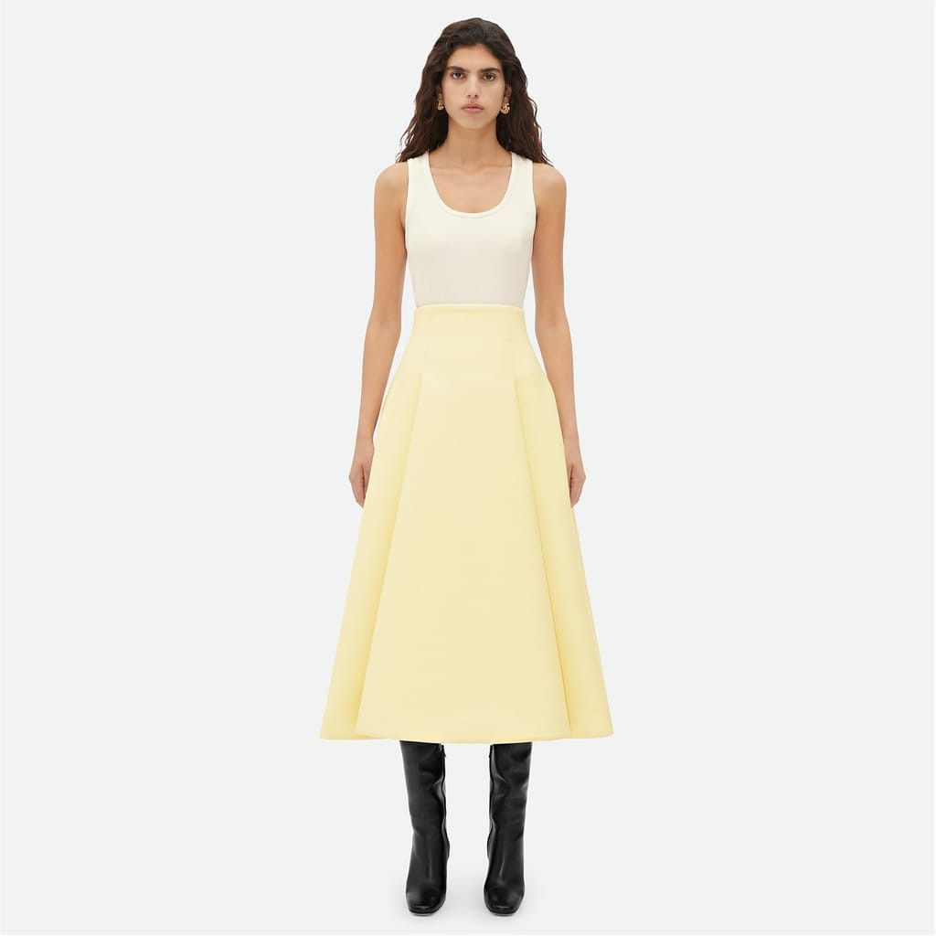 Bottega Veneta Bottega Veneta Pleated Wide Midi Skirt in Yellow Size 36" / US 14 / IT 50 - 2 Thumbnail