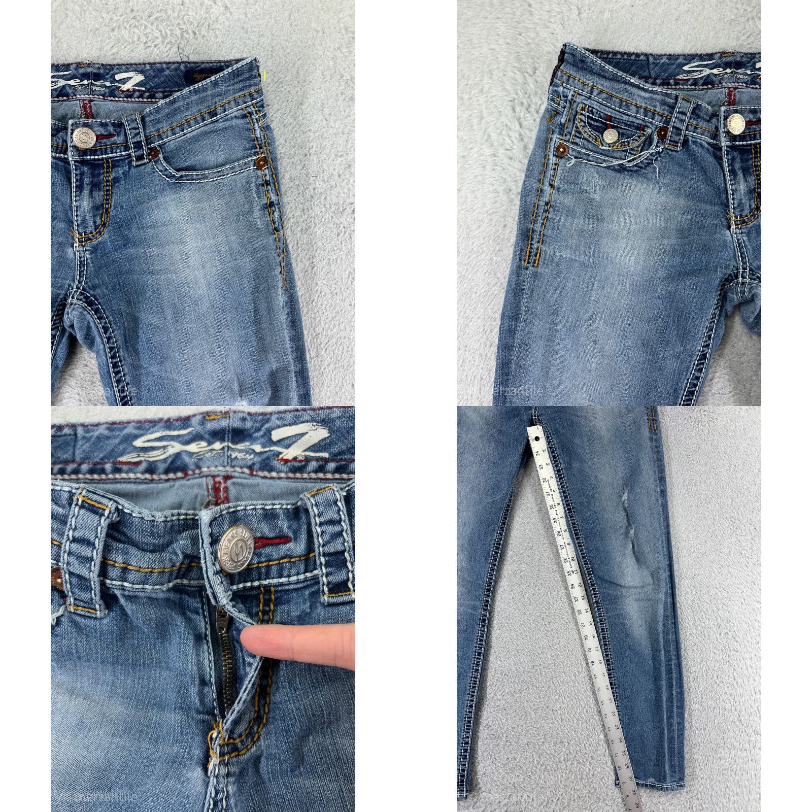 Vintage Seven7 Jeans Women Jeans Low Rise Skinny Blue 28 in 5-Pocket Denim Stretch Embroidered Cotton Vintage No Women Size 28" / US 6 / IT 42 - 8 Thumbnail