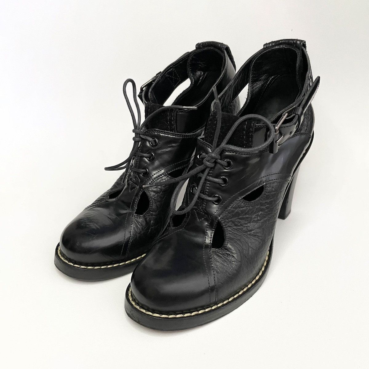 Balenciaga Balenciaga Vintage Black Leather Heels Size US 11 / IT 41 - 3 Thumbnail