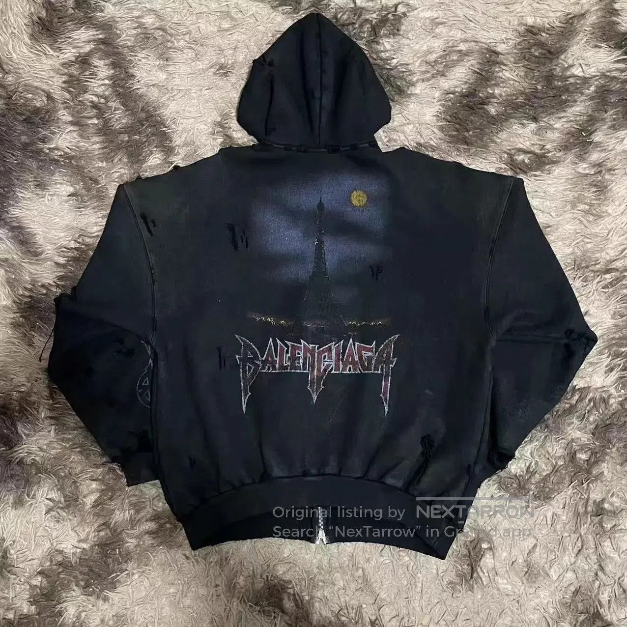 Balenciaga Black Zip-Up Hoodie with Eiffel Tower Graphic. Size US M / EU 48-50 / 2 - 1 Thumbnail