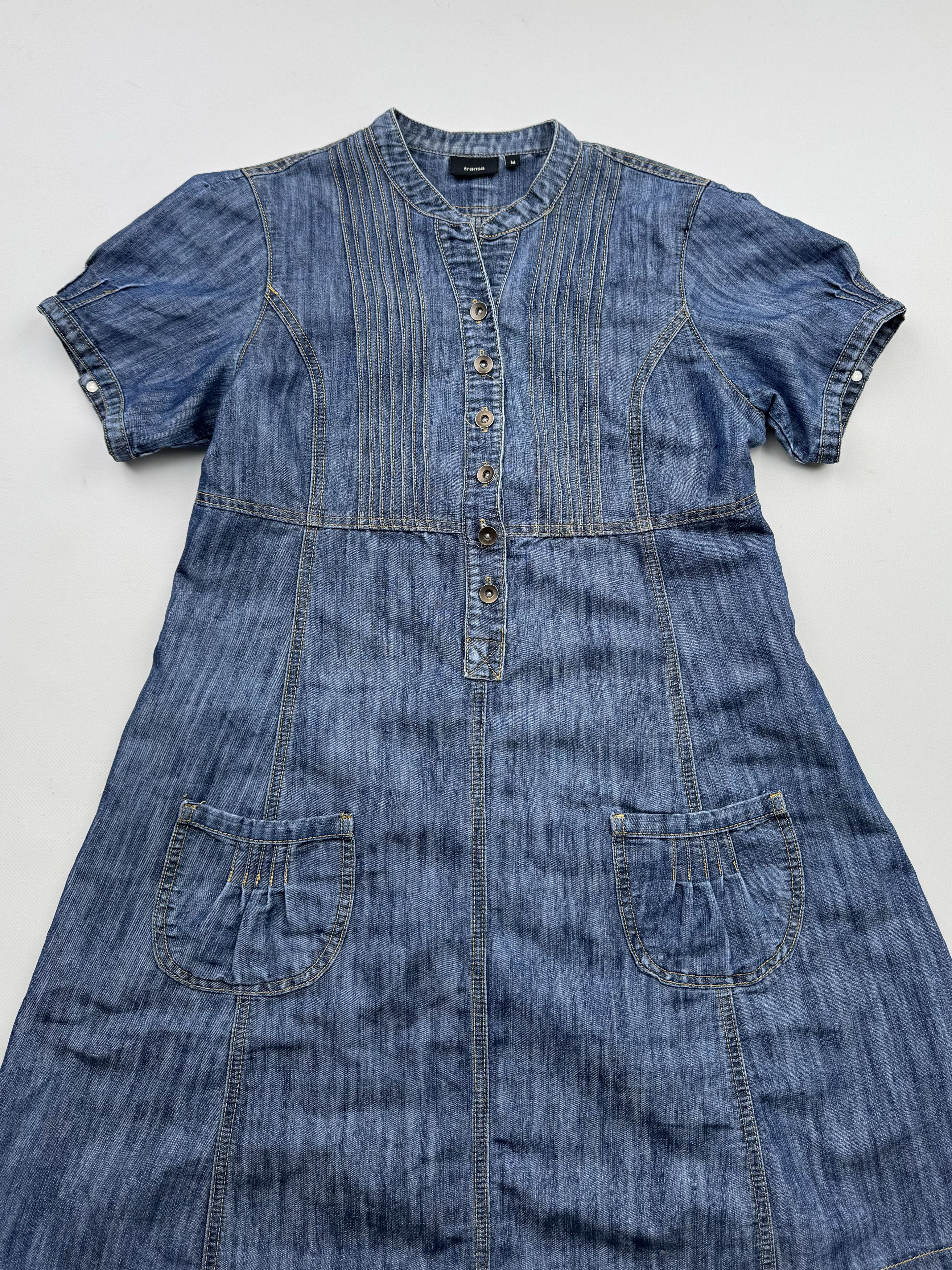 Vintage 00's Flared Denim Dress B347(V452)E2 Size M / US 6-8 / IT 42-44 - 2 Thumbnail