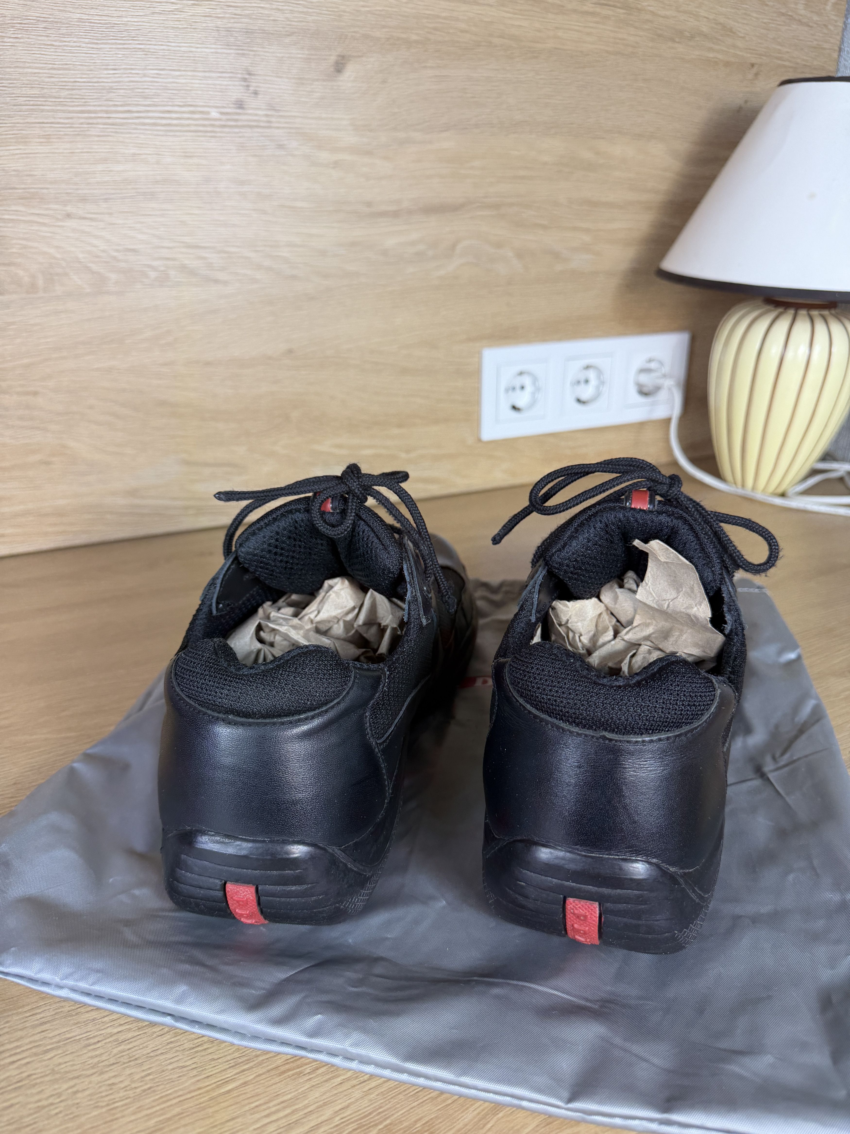 Prada Rare Prada Americas Cup Black Leather Sneakers red tab Size US 11.5 / EU 44-45 - 5 Thumbnail