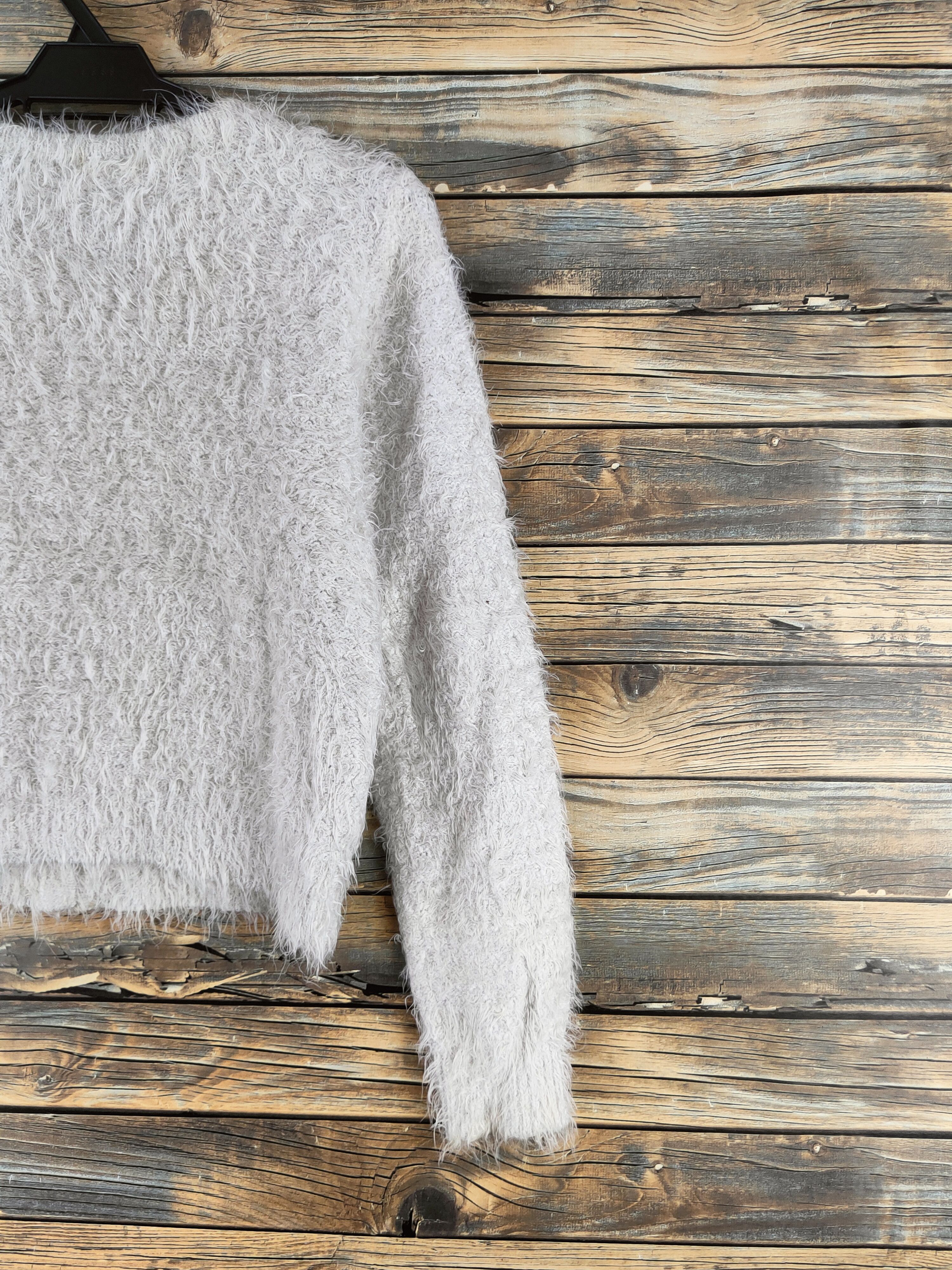 Japanese Brand DL Colza Gray Fur Mohair Knitwear Crop Tops #46-537 Size XS / US 0-2 / IT 36-38 - 9 Thumbnail