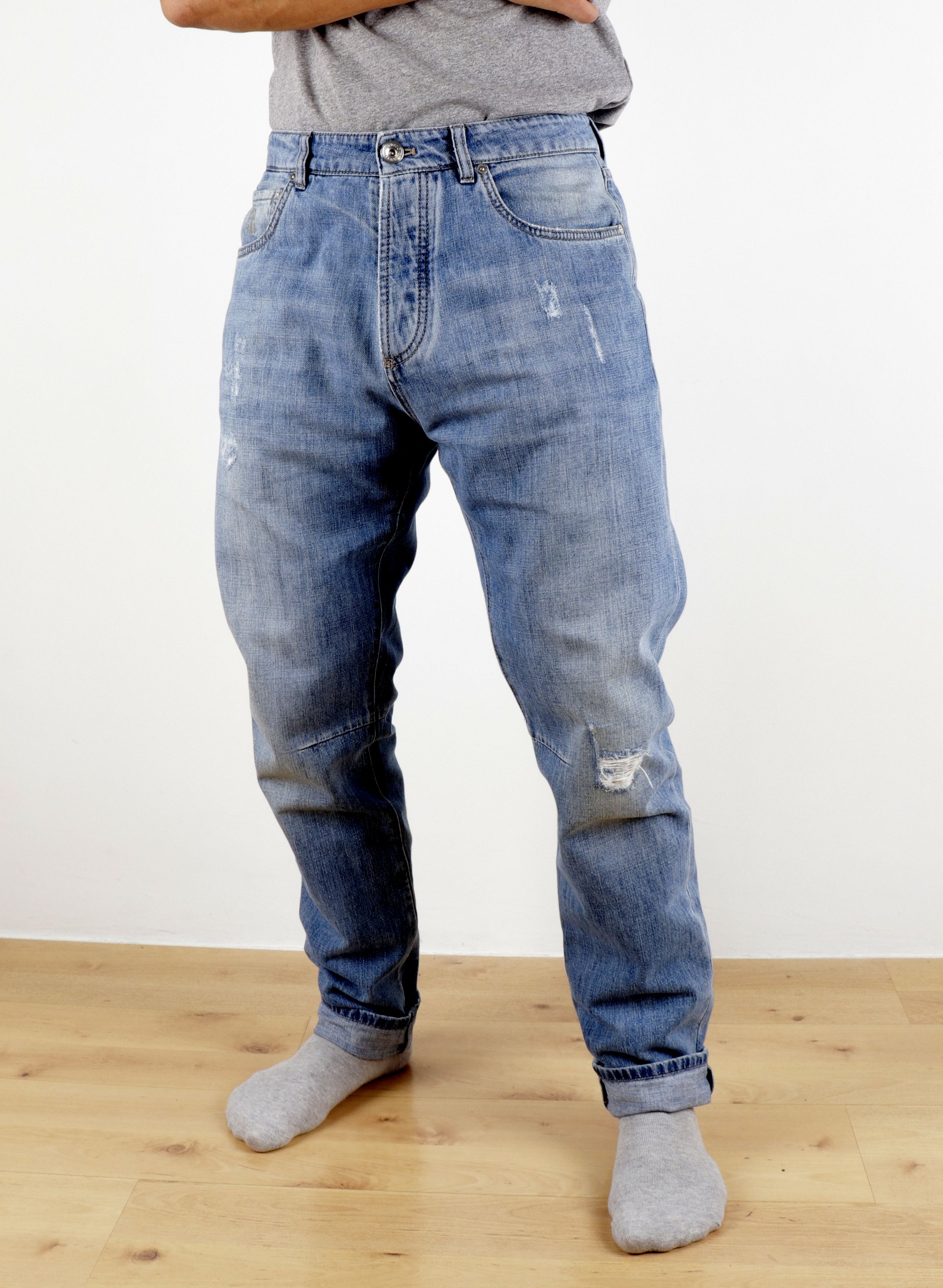 Brunello Cucinelli BRUNELLO CUCINELLI Size IT48 Distressed Blue Denim Jeans Size US 32 / EU 48 - 10 Thumbnail