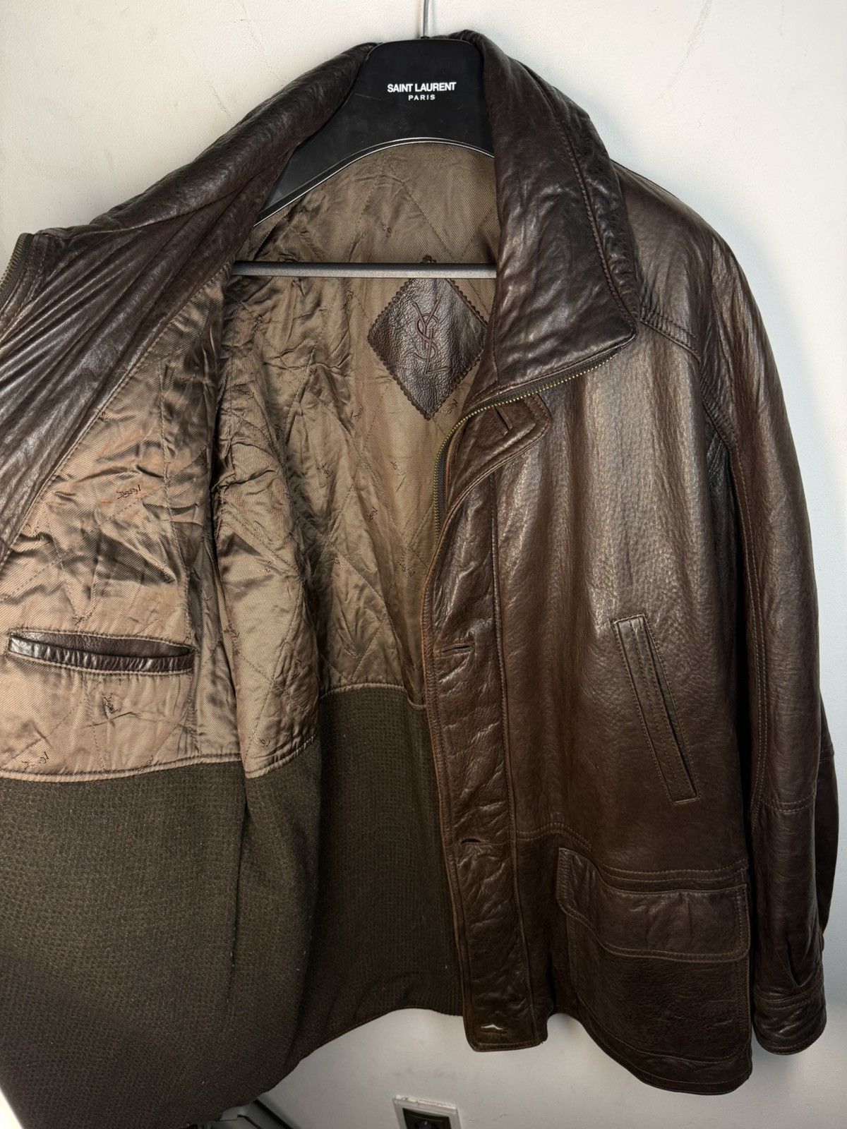 Yves Saint Laurent 90s Napa Leather YSL Jacket Soft Brown Warm Coat Long Size US L / EU 52-54 / 3 - 4 Thumbnail