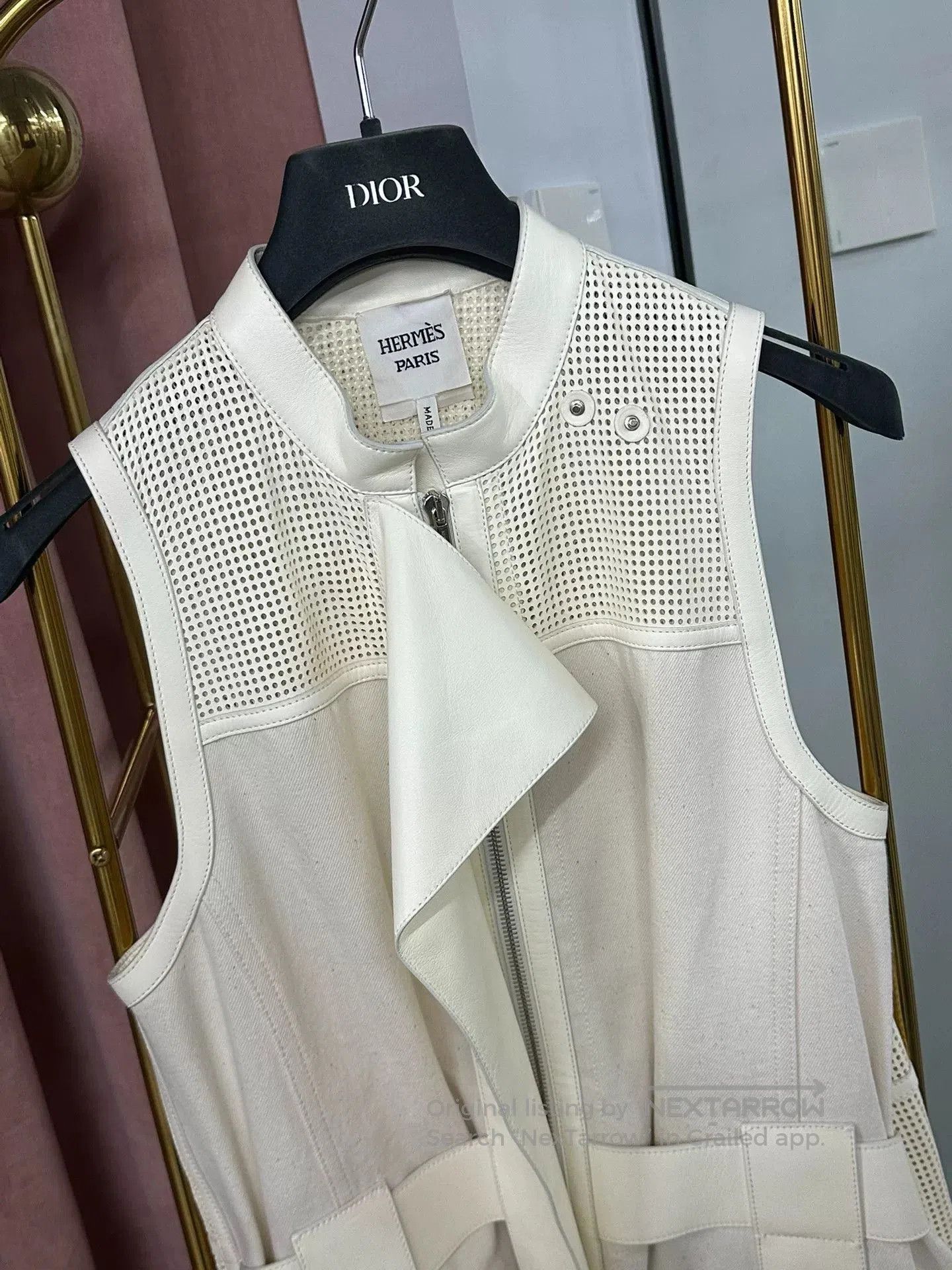 Hermes Hermes White Sleeveless Sheepskin Dress. Size US S / EU 44-46 / 1 - 2 Thumbnail
