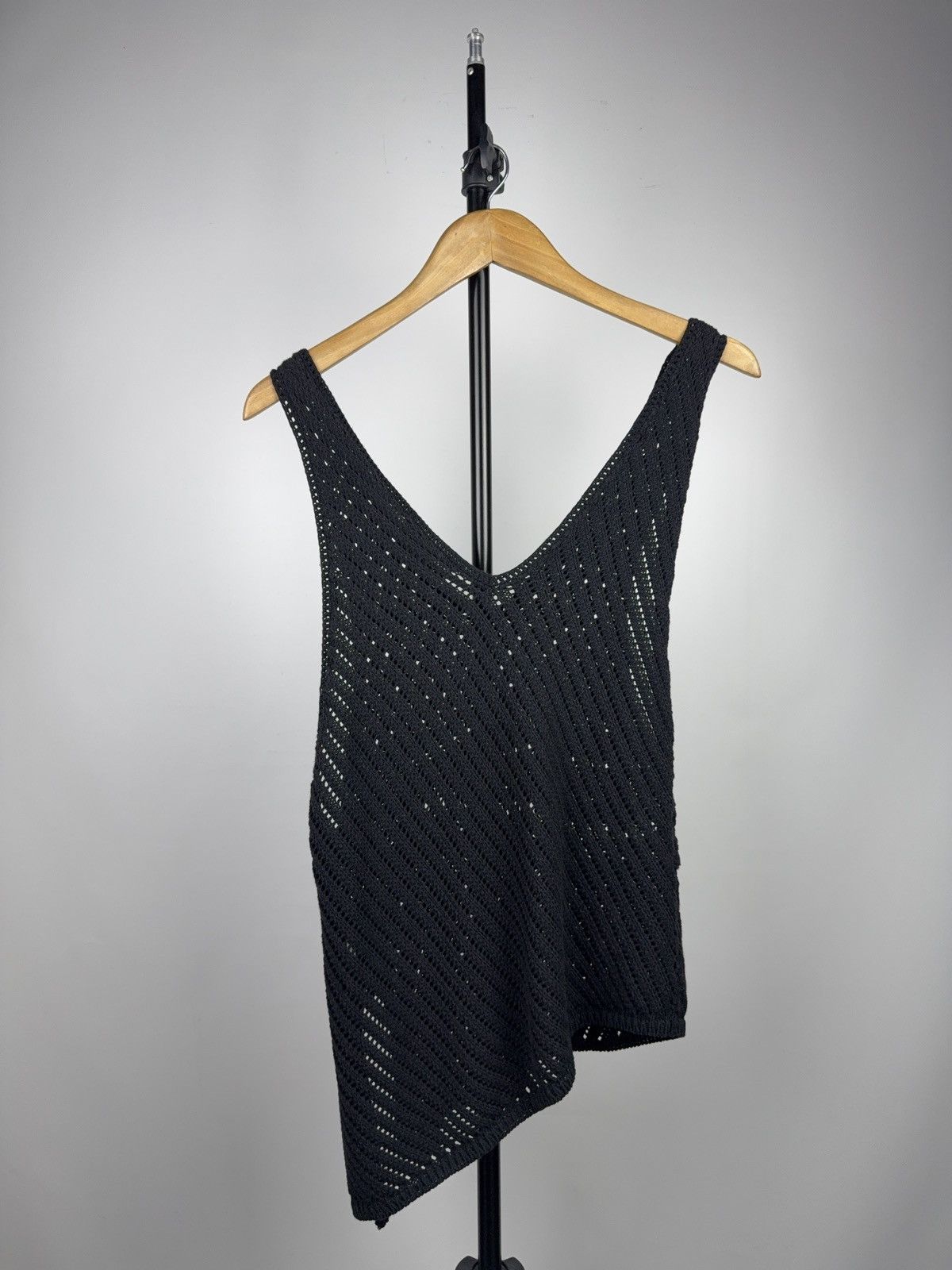 Armani Exchange Armani Exchange Black Knit Crochet Asymmetric Tank Top Size S / US 4 / IT 40 - 7 Thumbnail