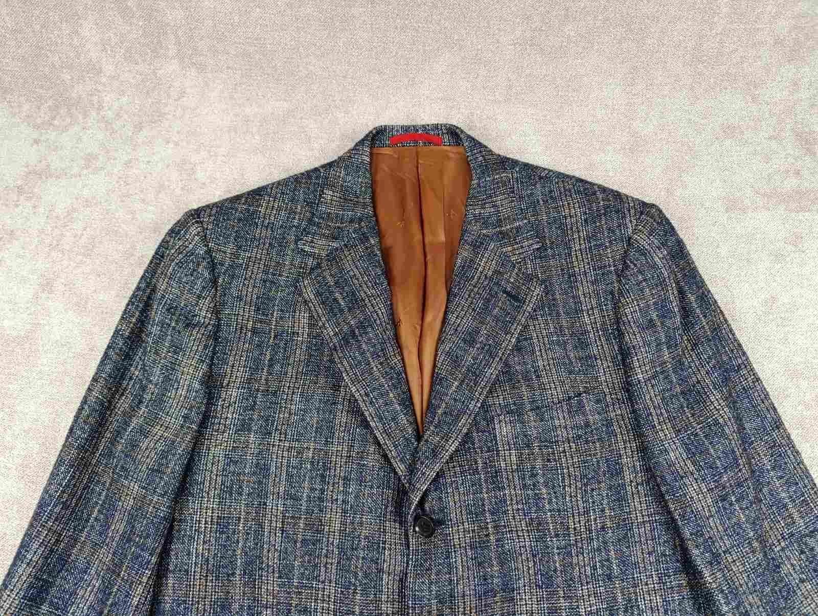Isaia ISAIA NAPOLI MENS WOOL/SILK SPORT JACKET SIZE 54 IN CHECK Size 54R - 4 Thumbnail
