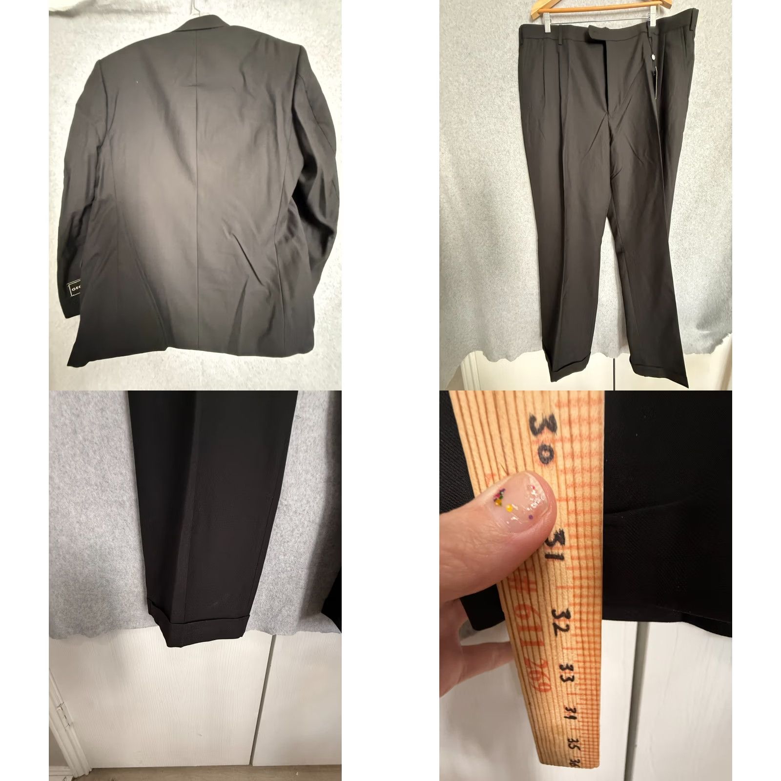 George George Suit Men's Jacket 40R Pants 44x32 Black Set Wrinkle Free NWT Size 40R - 10 Thumbnail
