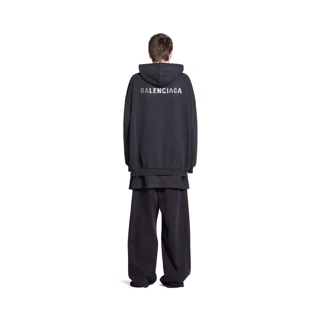 Balenciaga o1mt1gz0225 Back Hoodie Large Fit in Black Size M / US 6-8 / IT 42-44 - 4 Thumbnail