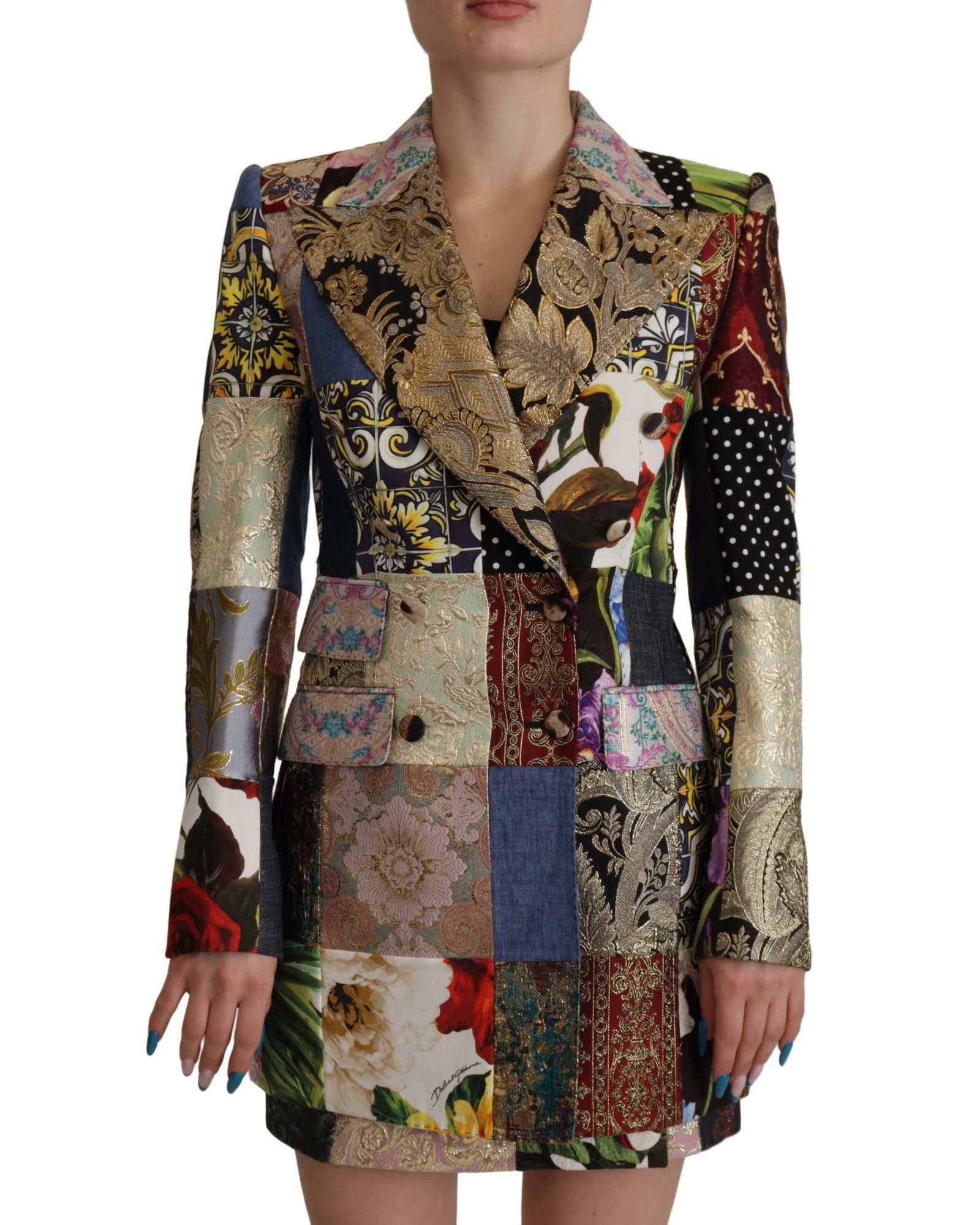 image of Dolce Gabbana Patchwork Jacquard Blazer Jacket, Women's (Size Small)