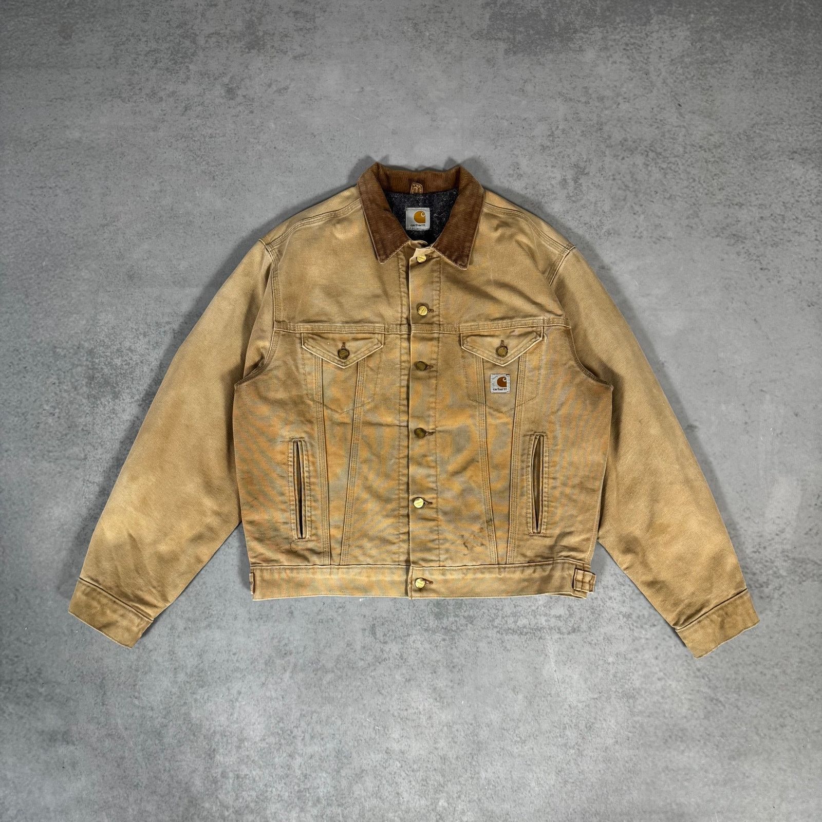 90's Carhartt JB0906 Lined Duck Jacket Tan Brown - Size: XL