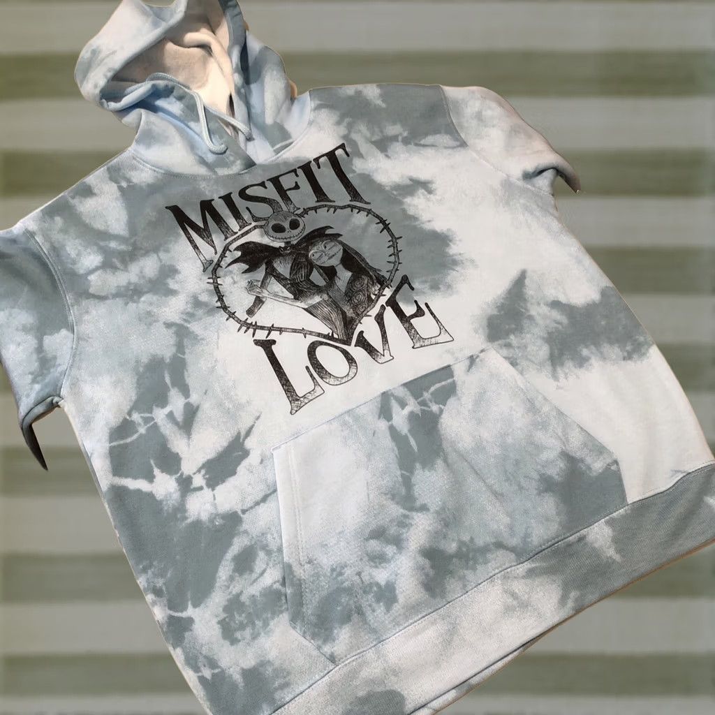 Disney VINTAGE Light Blue NIGHTMARE BEFORE CHRISTMAS Misfit Love HOODIE~JUNIOR Sizes~NEW Small Size S / US 4 / IT 40 - 1 Thumbnail
