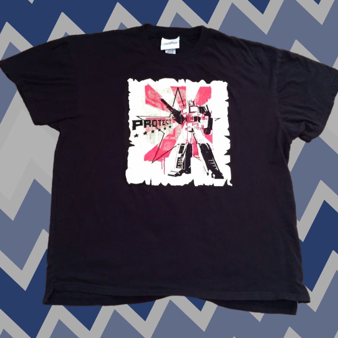 Vintage Transformers Sleepwear Tee Top Shirt - Protect - Graphic Print - Sz M - Black - Hasbro - Men - Sleepshirt - Graphic Print - 90s? Size US M / EU 48-50 / 2 - 1 Thumbnail