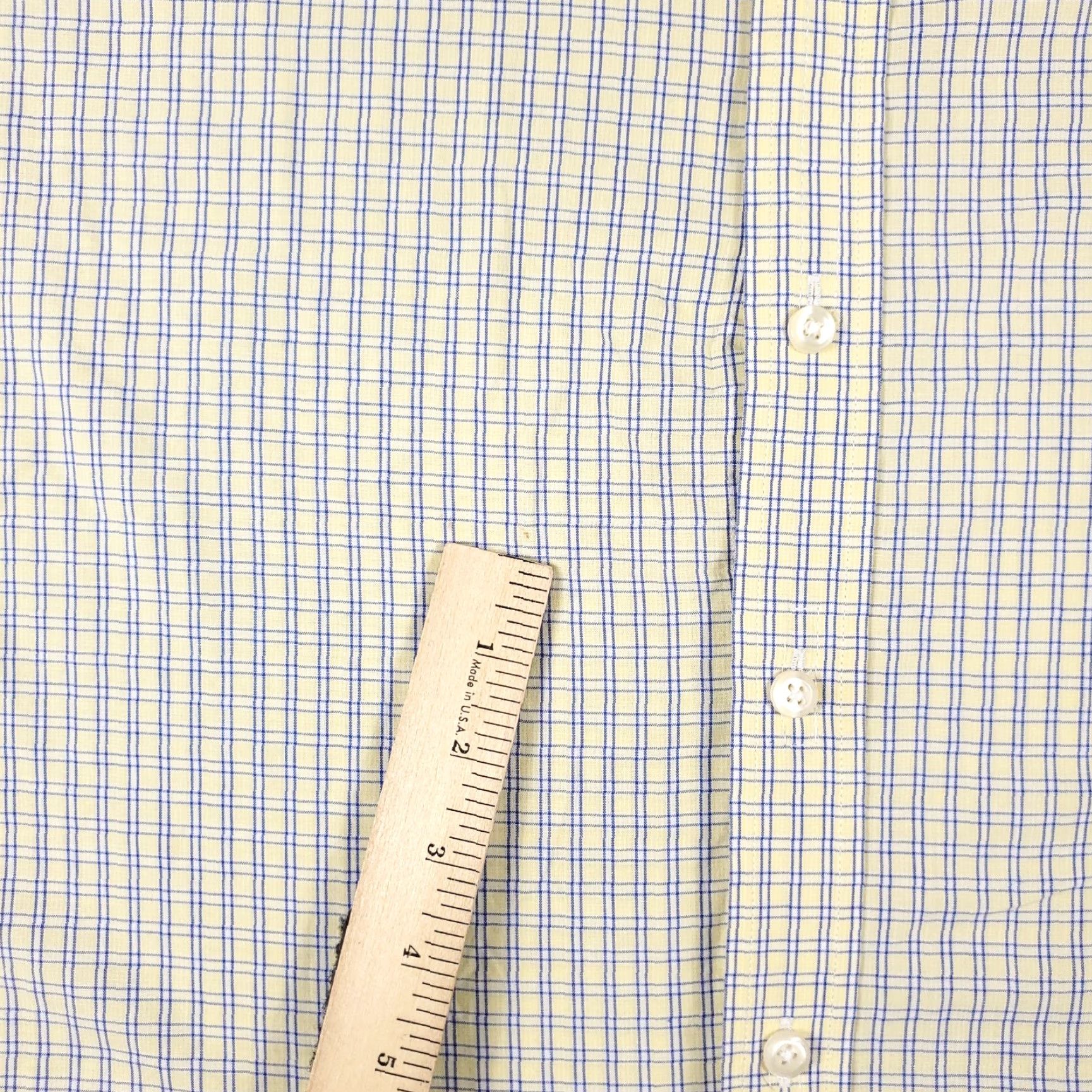 Nautica Nautica Dress Shirt Mens Size 16.5 Yellow Blue Plaid Long Sleeve Button-Up Regular Fit Size 42R - 3 Thumbnail