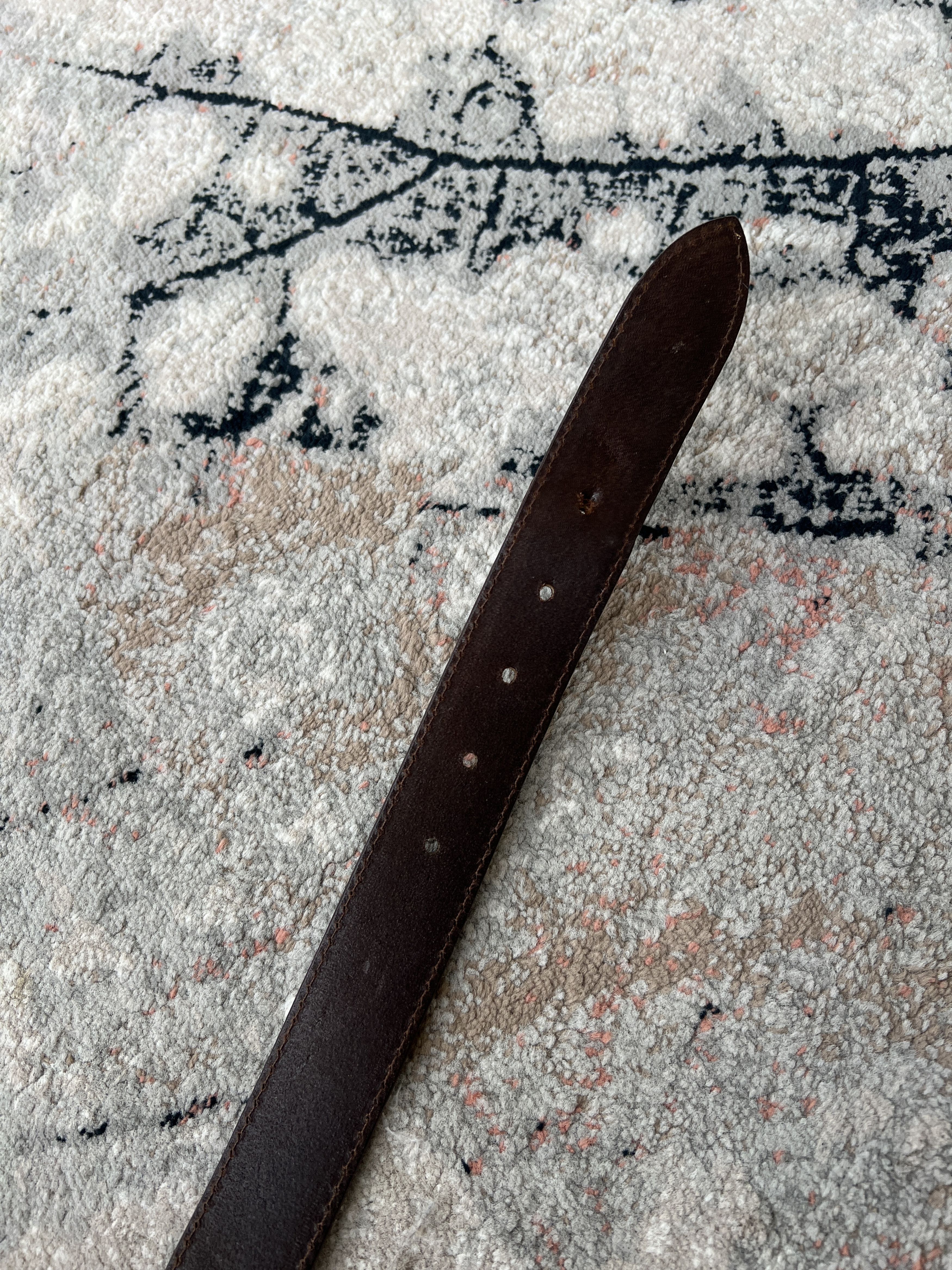 Vintage Solid Brass Vintage Leather Belt Size ONE SIZE - 7 Thumbnail
