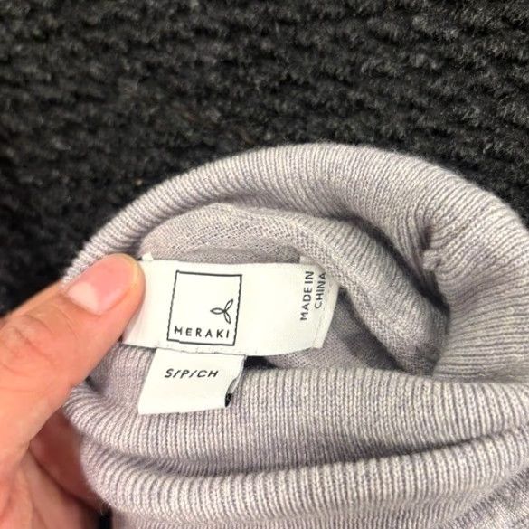 Vintage Meraki Merino Wool Turtleneck Pullover Sweater Women Size M Gray 100% Light Size M / US 6-8 / IT 42-44 - 2 Thumbnail
