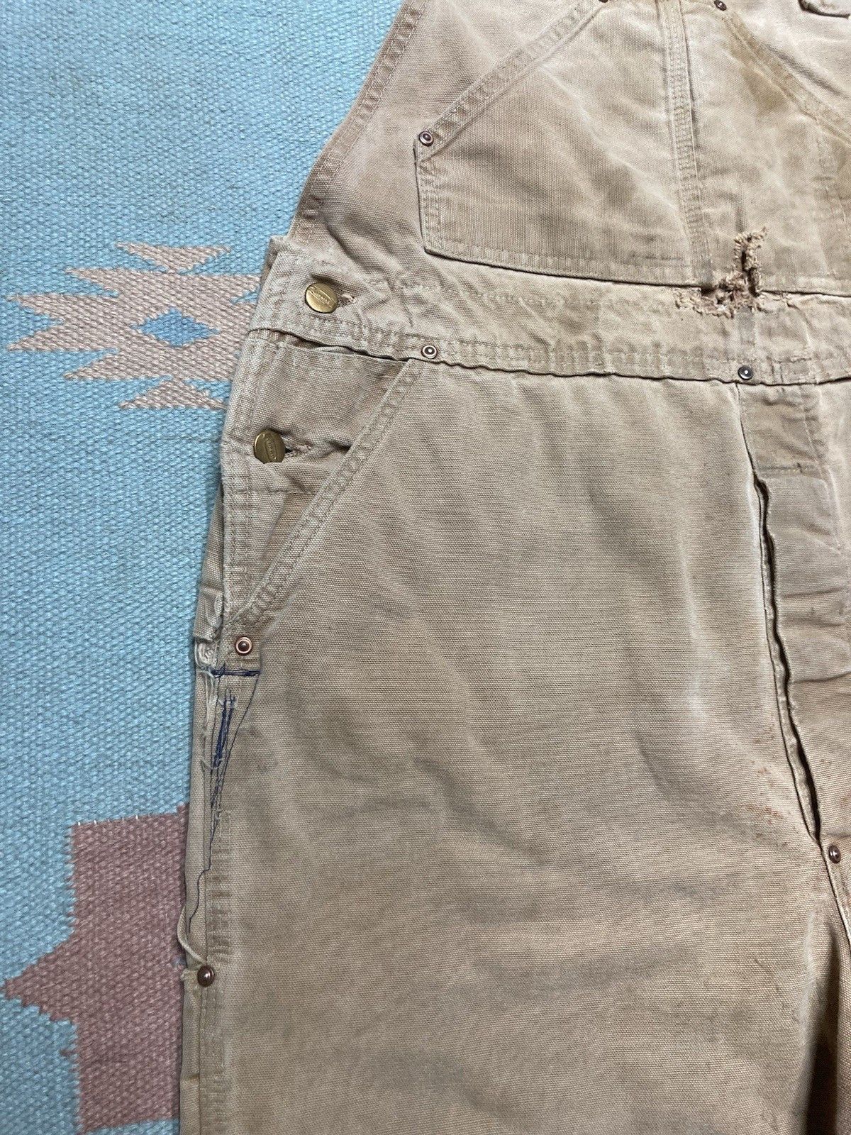 Vintage 1960s 70s carhartt overalls double knee canvas Big C 40x27 Size US 40 / EU 56 - 8 Thumbnail