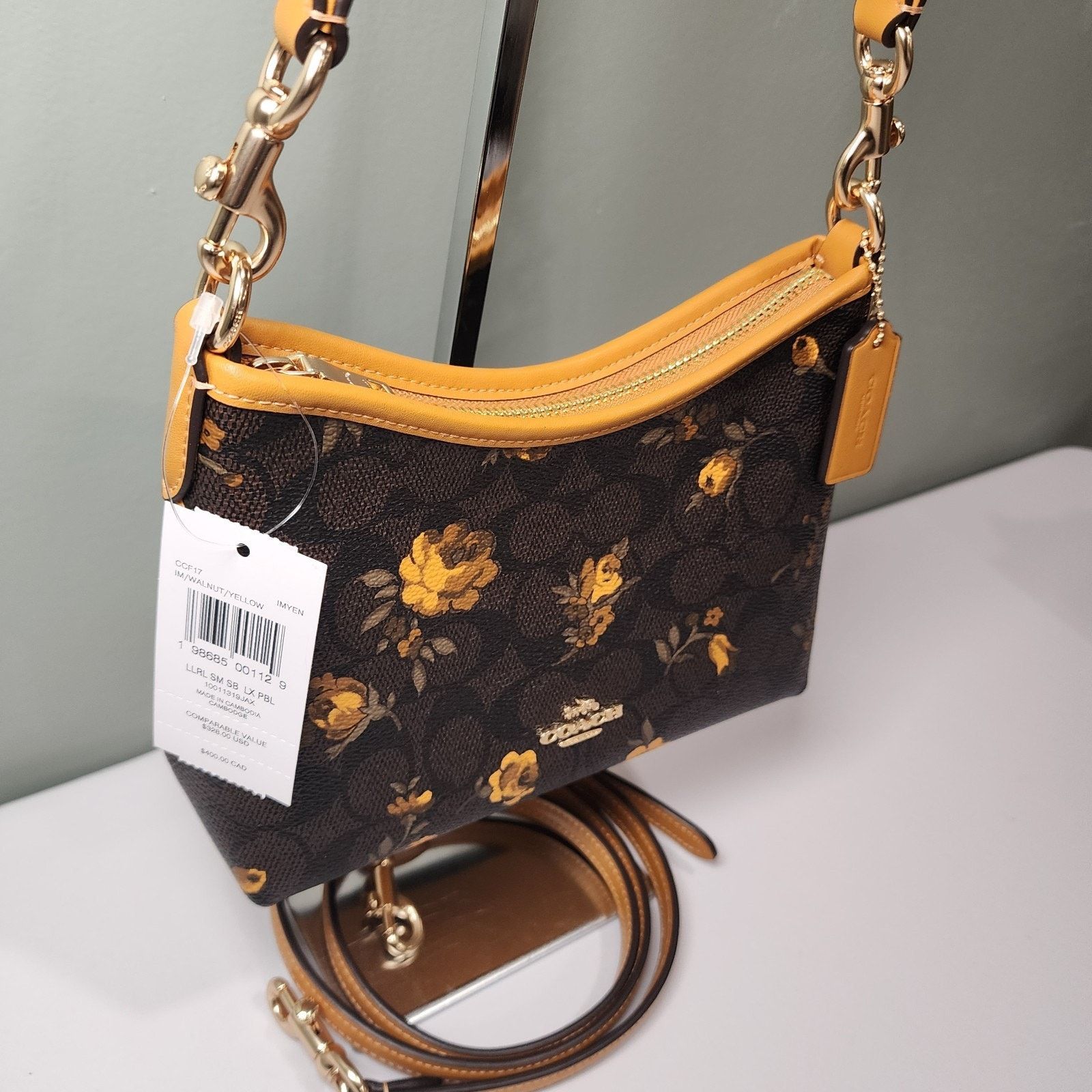 Coach Coach CCF17 Laurel Small Shoulder Floral Walnut/Yellow V2 Size ONE SIZE - 2 Thumbnail