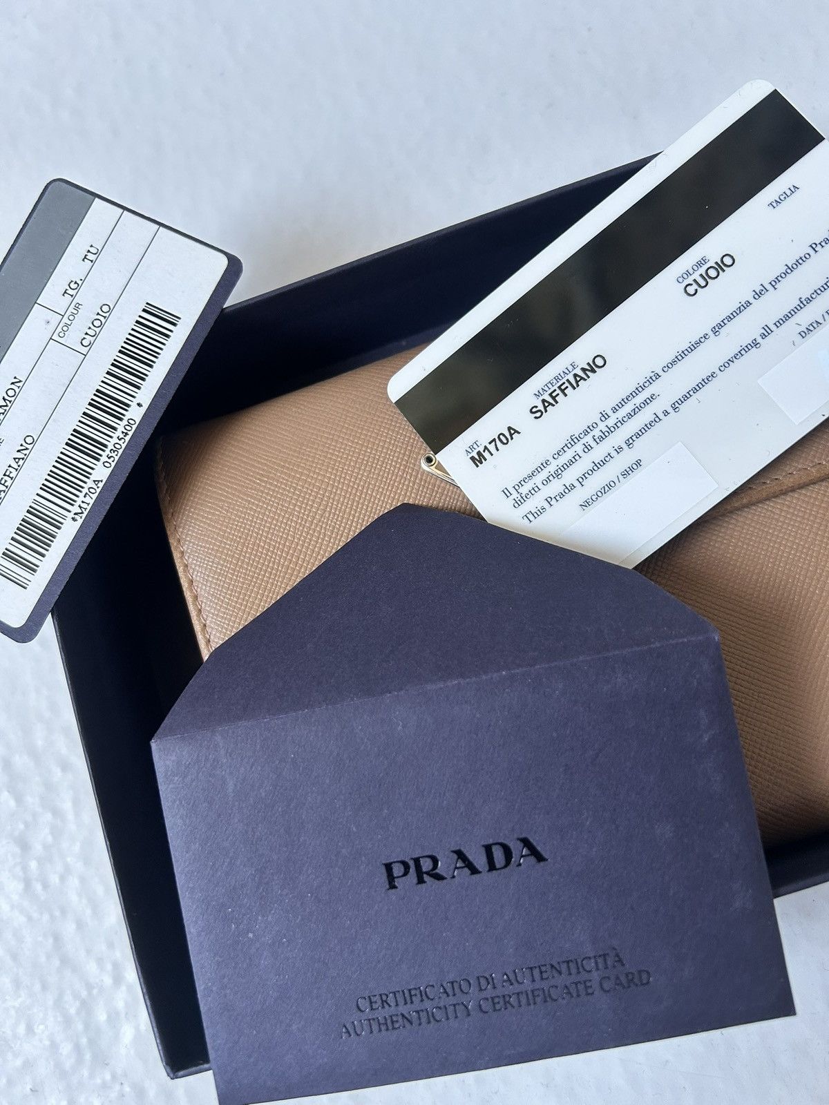Prada Saffiano Beige Leather Wallet Size ONE SIZE - 3 Thumbnail