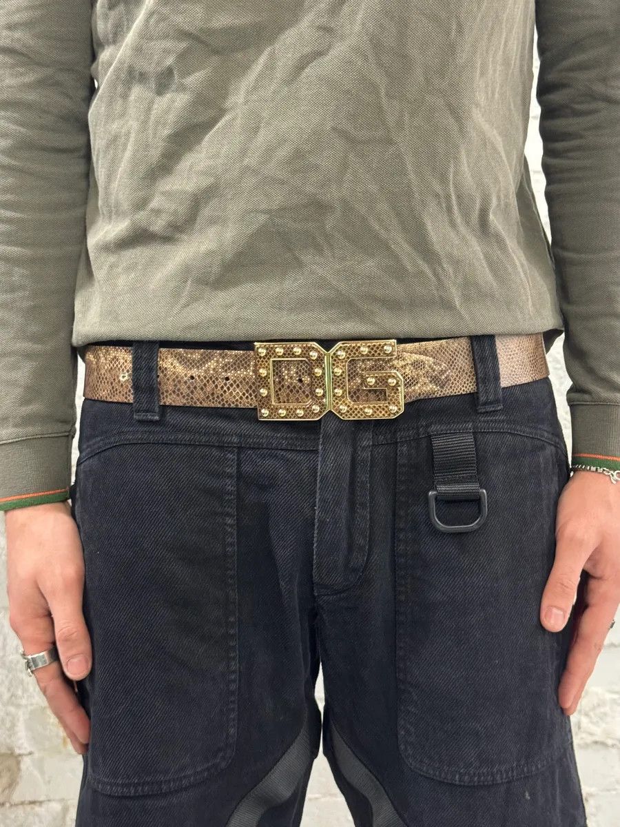 Dolce & Gabbana 2000s Dolce & Gabbana Snake Effect Brown Leather Belt Size ONE SIZE - 1 Thumbnail