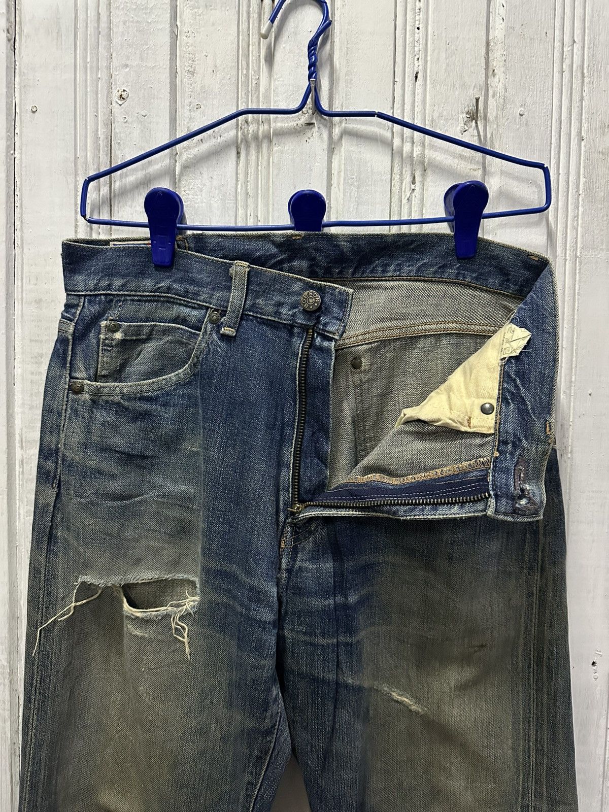 Vintage Vintage BOBSON Jeans Selvedge Mudwash Distressed Denim Pants Size US 30 / EU 46 - 12 Thumbnail